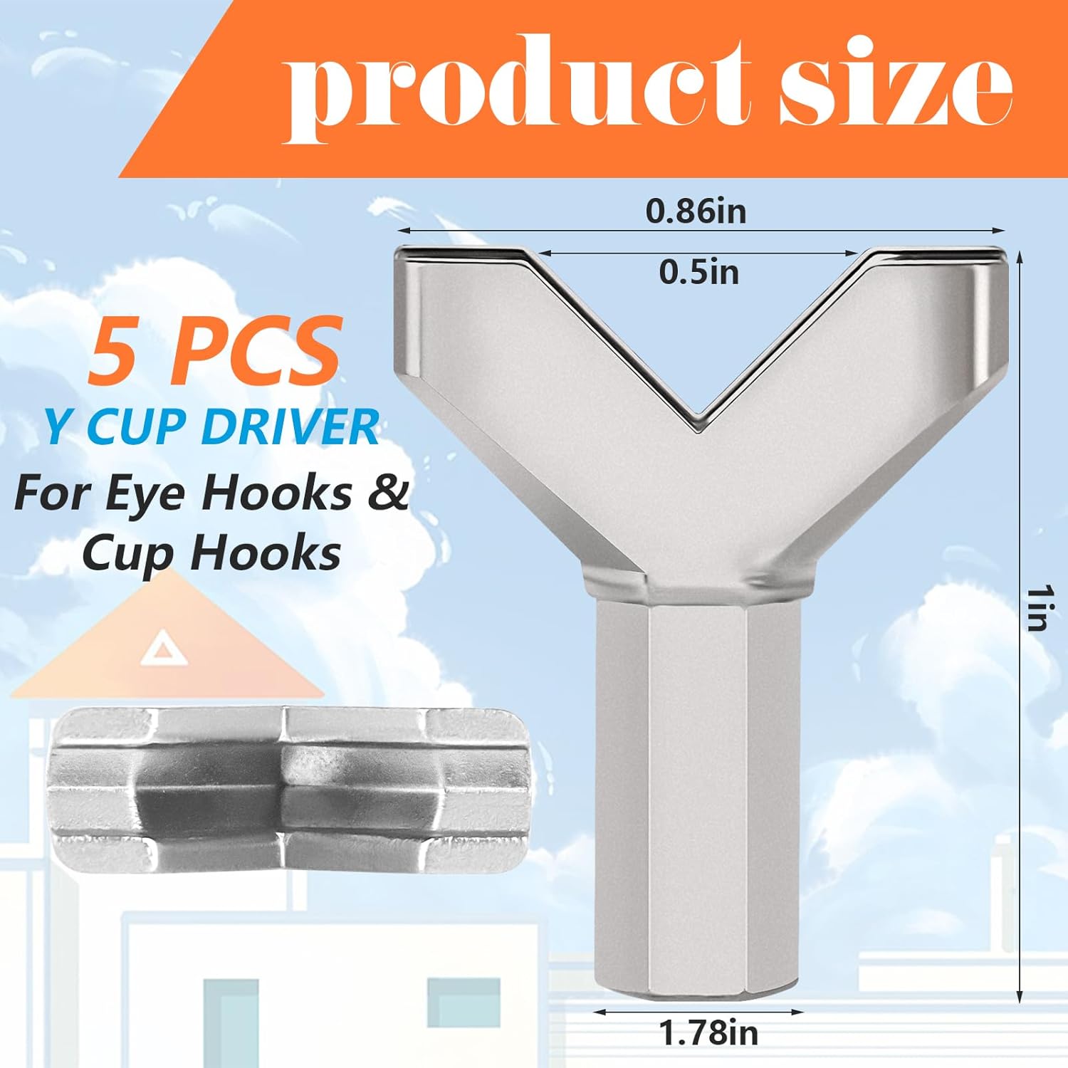 5 Pcs Hooks Driver Y Shape Cup Hook Installer and Remover Power Wing Nut Driver Set 1/4 in Wrench Screw Drill Bit Holder Cup Hook Screw Driver for C Hook Bolts Eye Screws Q-Hanger
