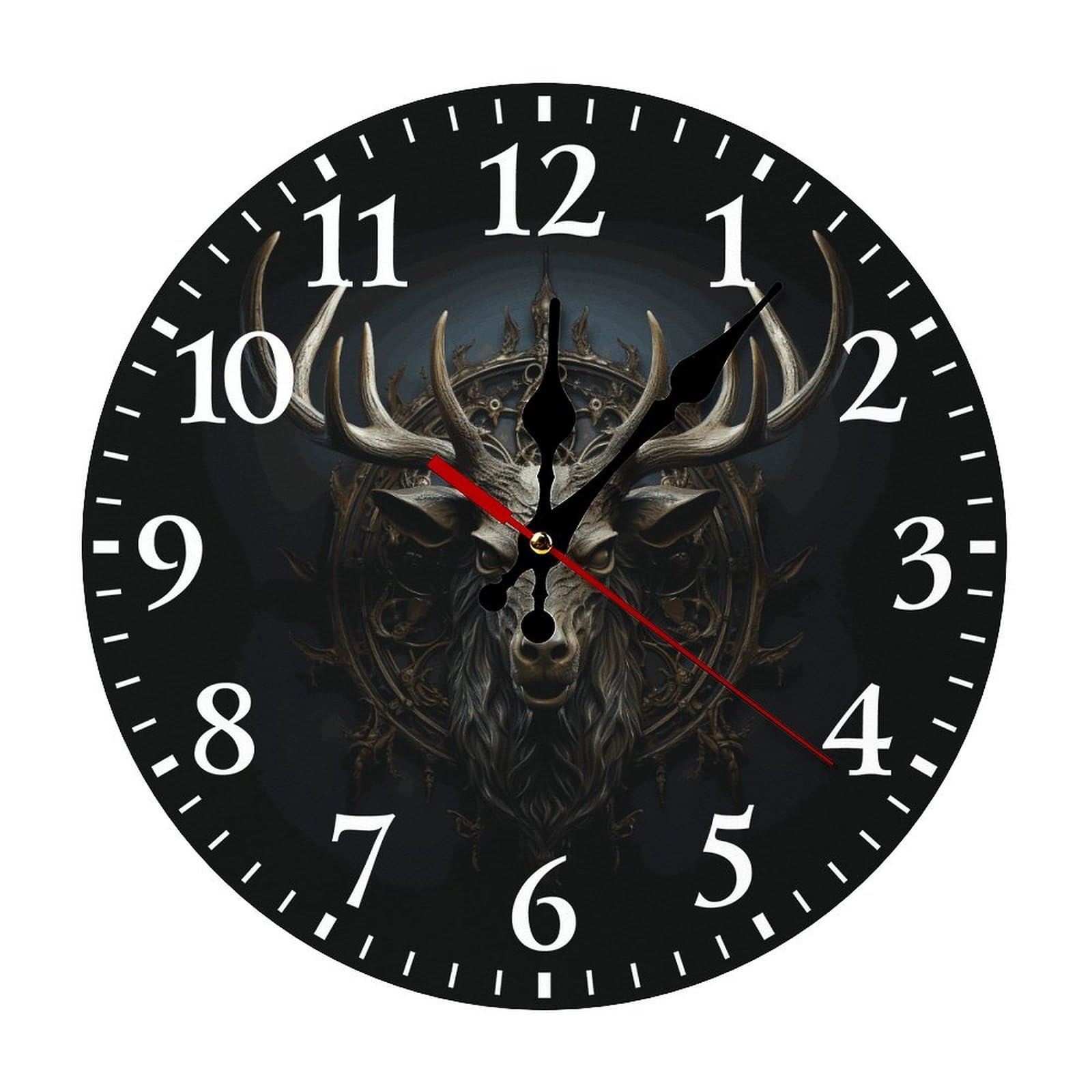 NTVOWPZO 10 Inch Wall Clock Antlers Battery Operated Wall Clocks Silent Non-Ticking Round Wall Clock for Living Room Kitchen Home Office Wall Decorative Clock
