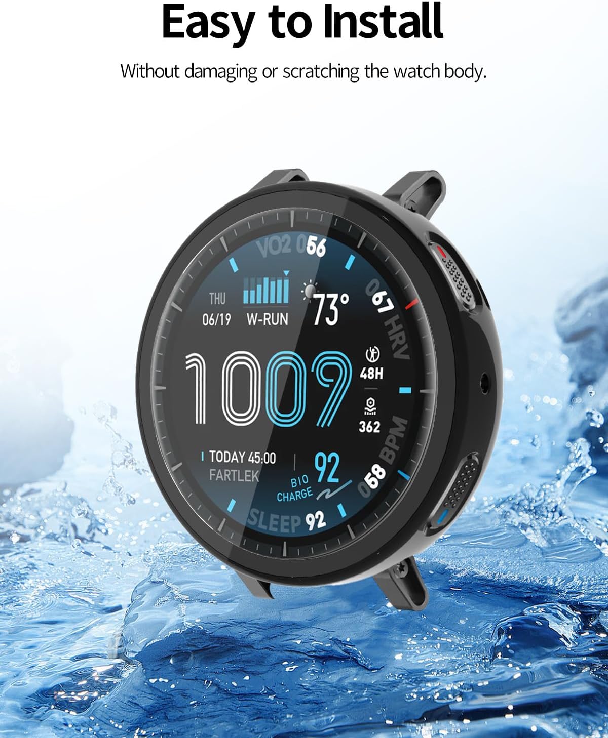 2 Pack for Amazfit Active Max Smart Watch Case,Ultra-Thin Hard PC+Glass Film Protective Cover,BOVUGAC Case Cover for Amazfit Active Max Accessories-Black image 2