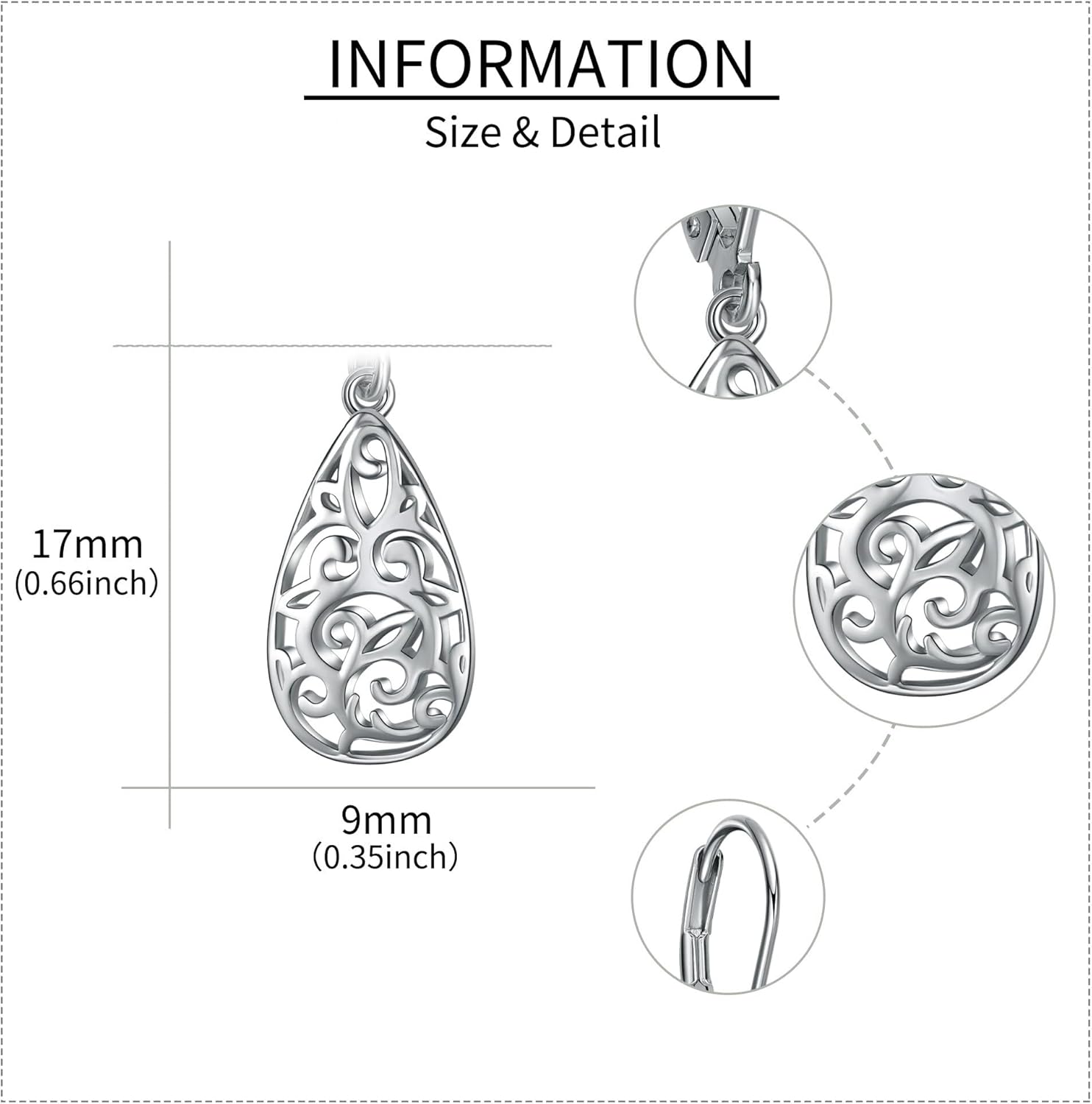 Silver Earrings for Women Filigree Teardrop Earrings Sterling Silver Hollow Filigree Drop Earrings Vintage Jewelry Gifts For Women - Image 3