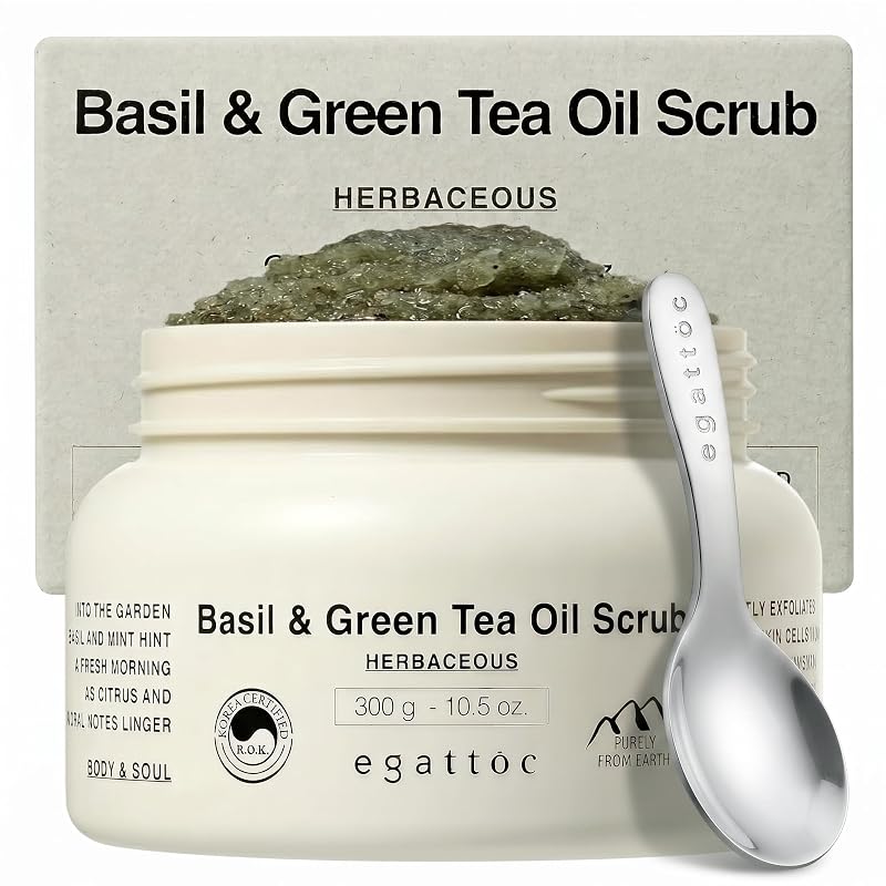 Esfoliante corporal de sal com manjericão e chá verde EGATTOC, 10,5 oz