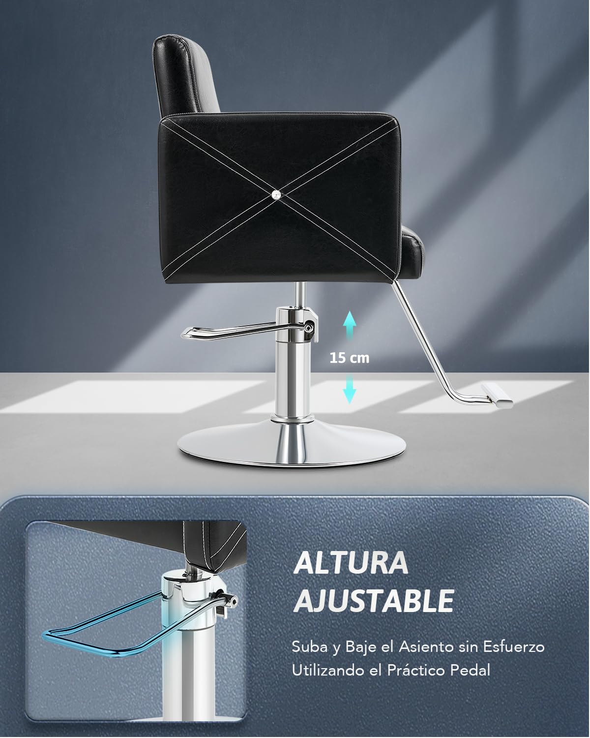 CO-Z Sillón de Peluquería Hidráulico Capacidad de 150kg Silla de Peluquería Profesional con Giro de 360°, Altura Ajustable, Sillón de Barbero para SPA Belleza (Clásico)