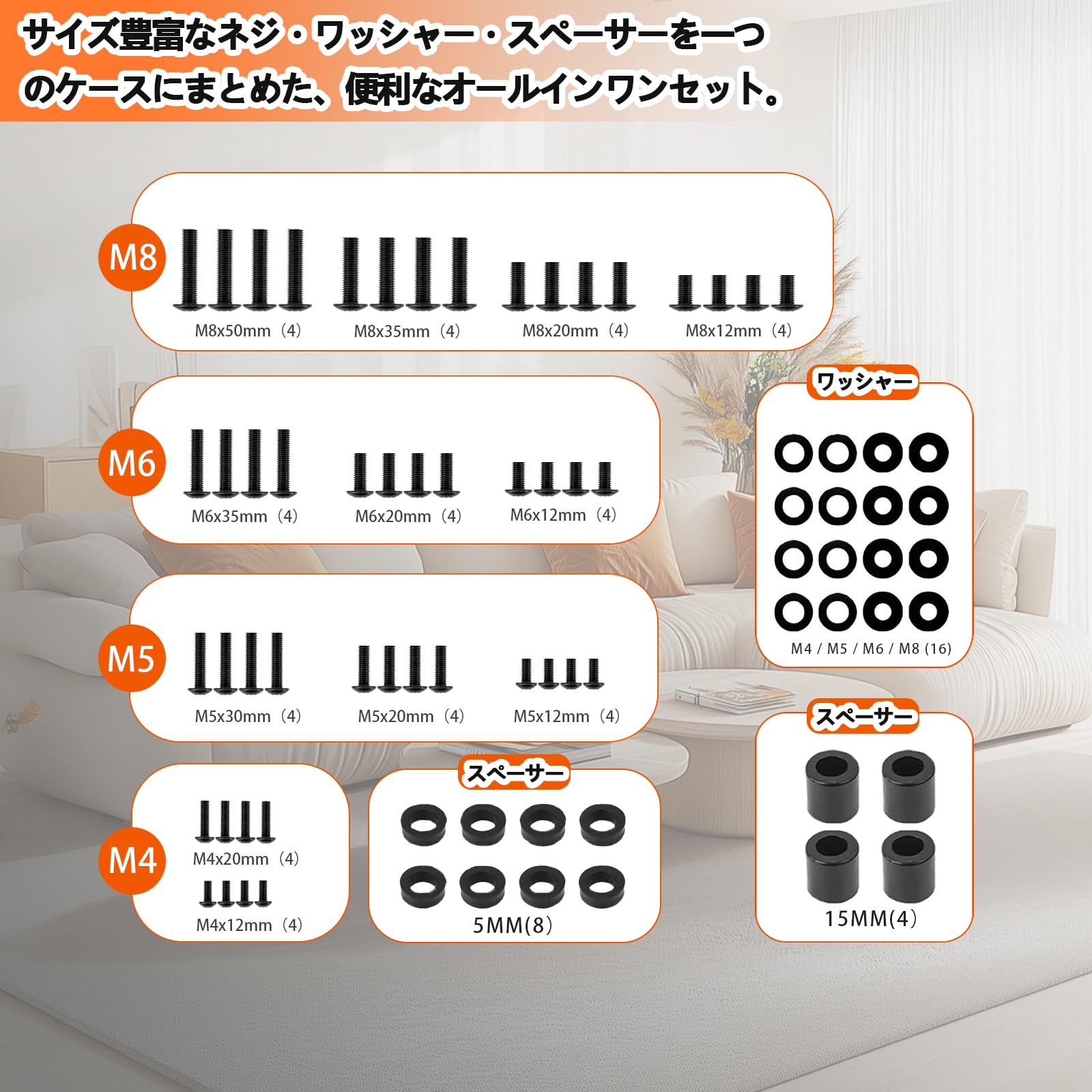 Amazon.co.jp: Nivithi テレビ壁掛けネジセット M4/M5/M6/M8対応