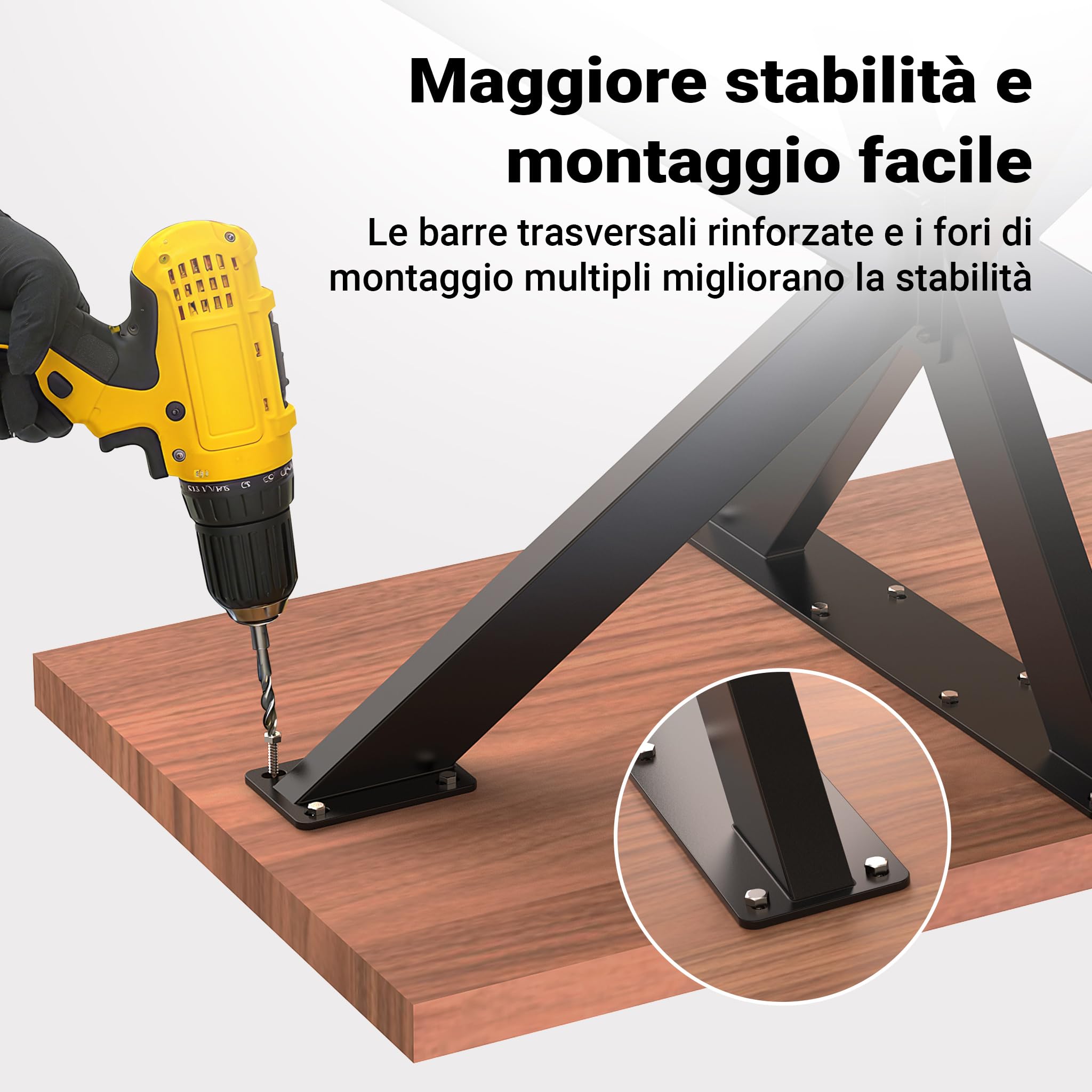 XPOtool Telaio tavolo a gambe incrociate in acciaio 71x78x150cm nero struttura tavolo a ragno