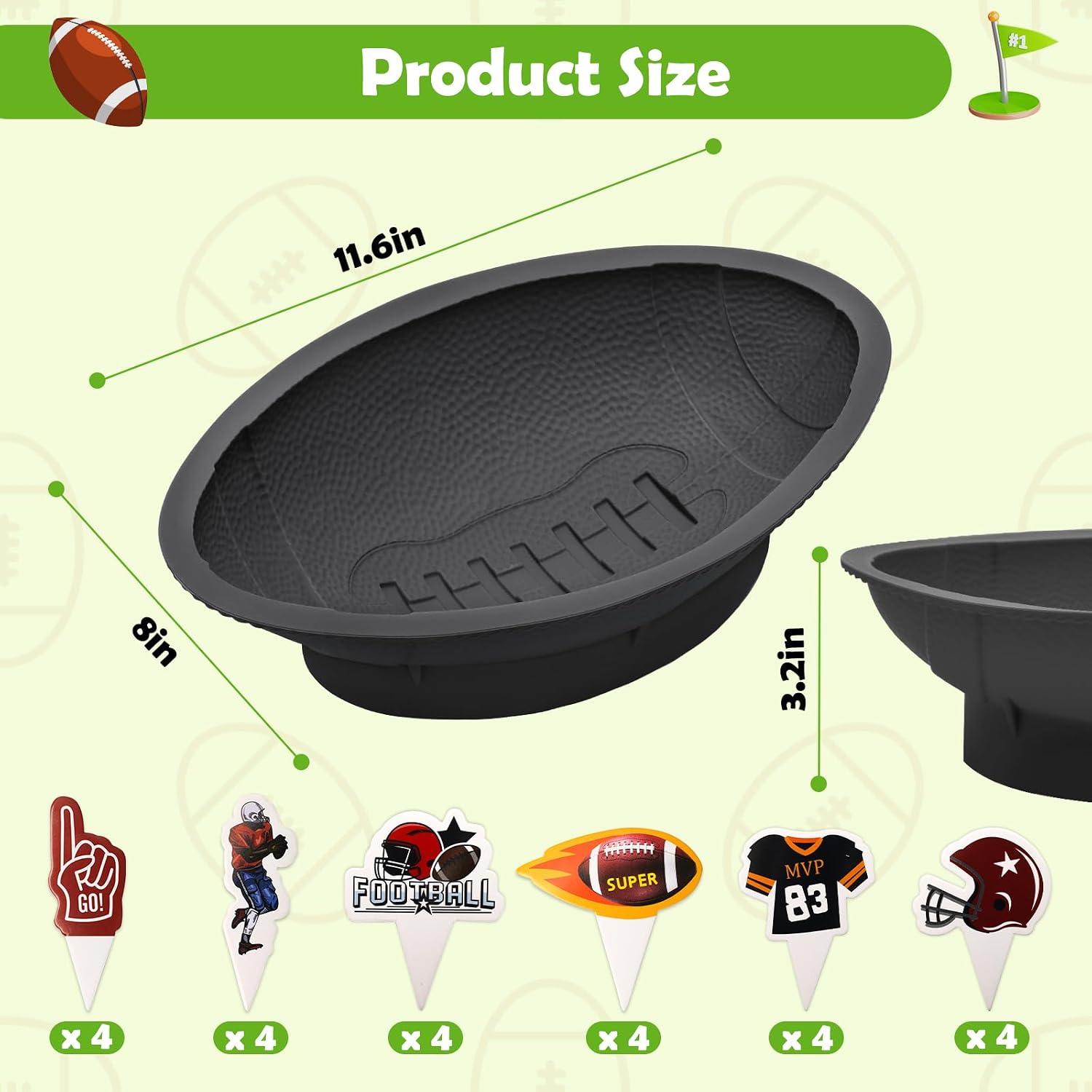 Football Cake Pan 12 Inch, Nonstick Football Baking Pan Mold