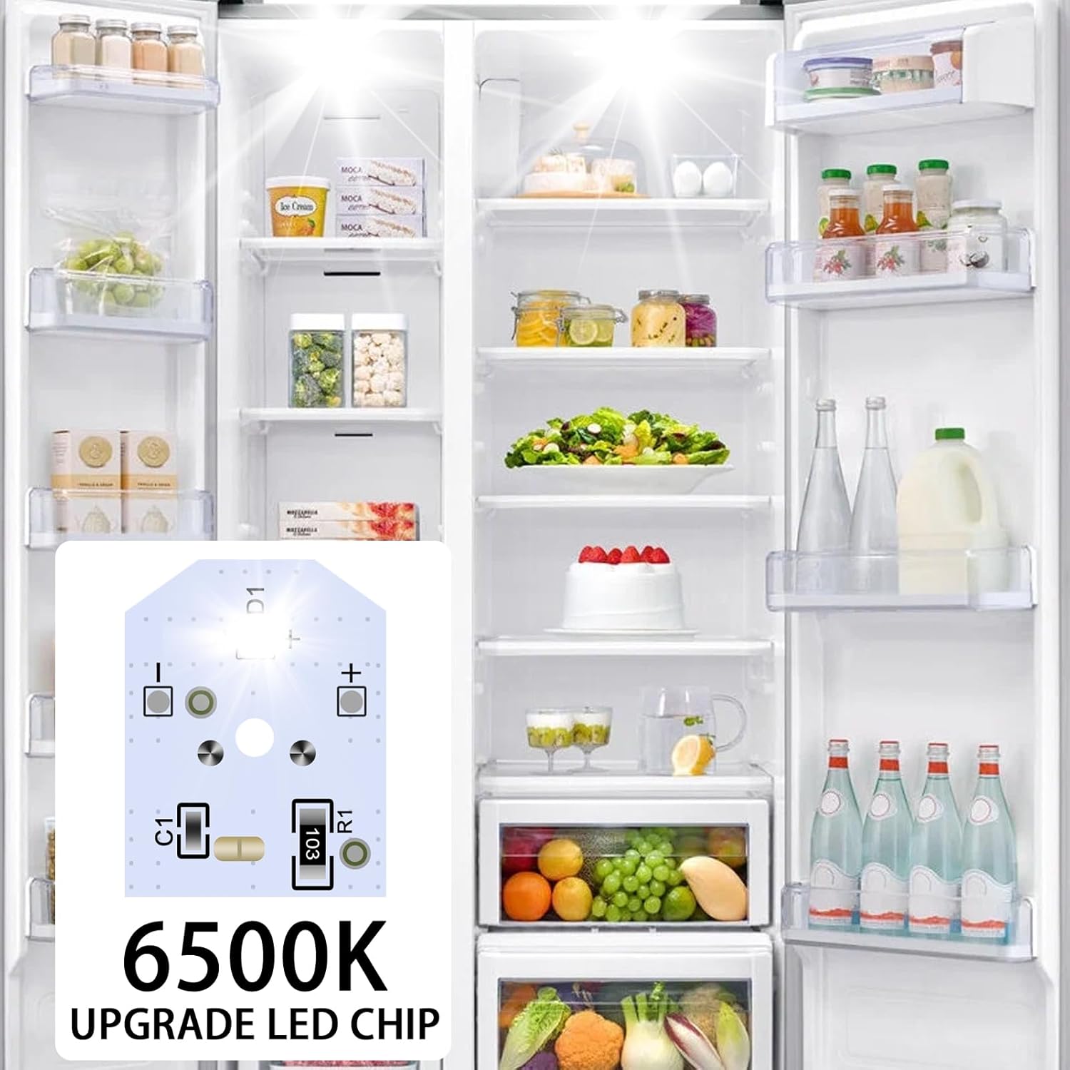 New Upgraded WR55X11132 WR55X25754 GE Refrigerator LED Light Bulb Replace WR55X30602 WR55X26486 PS4704284 3033142 EAP12172918 AP6261806(8 Pack)