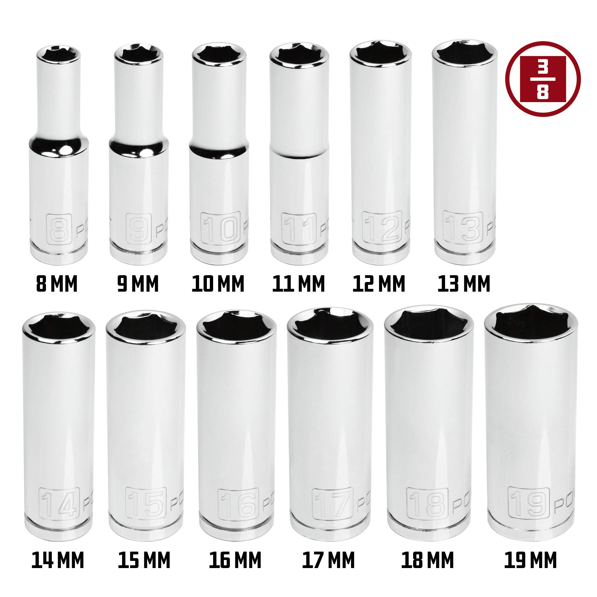 Powerbuilt 12 Piece 3/8 Inch Drive Metric 6 Point Deep