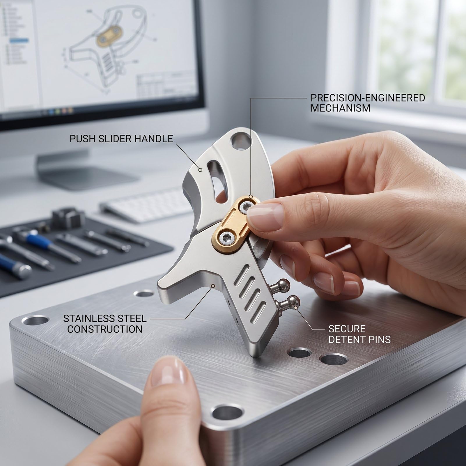 Impugnatura a Cursore a Pressione in Acciaio Inossidabile, Accessorio Tattile da Impugnare per Gioco con la Punta delle Dal Design Moderno per il Sollievo Dallo Stress