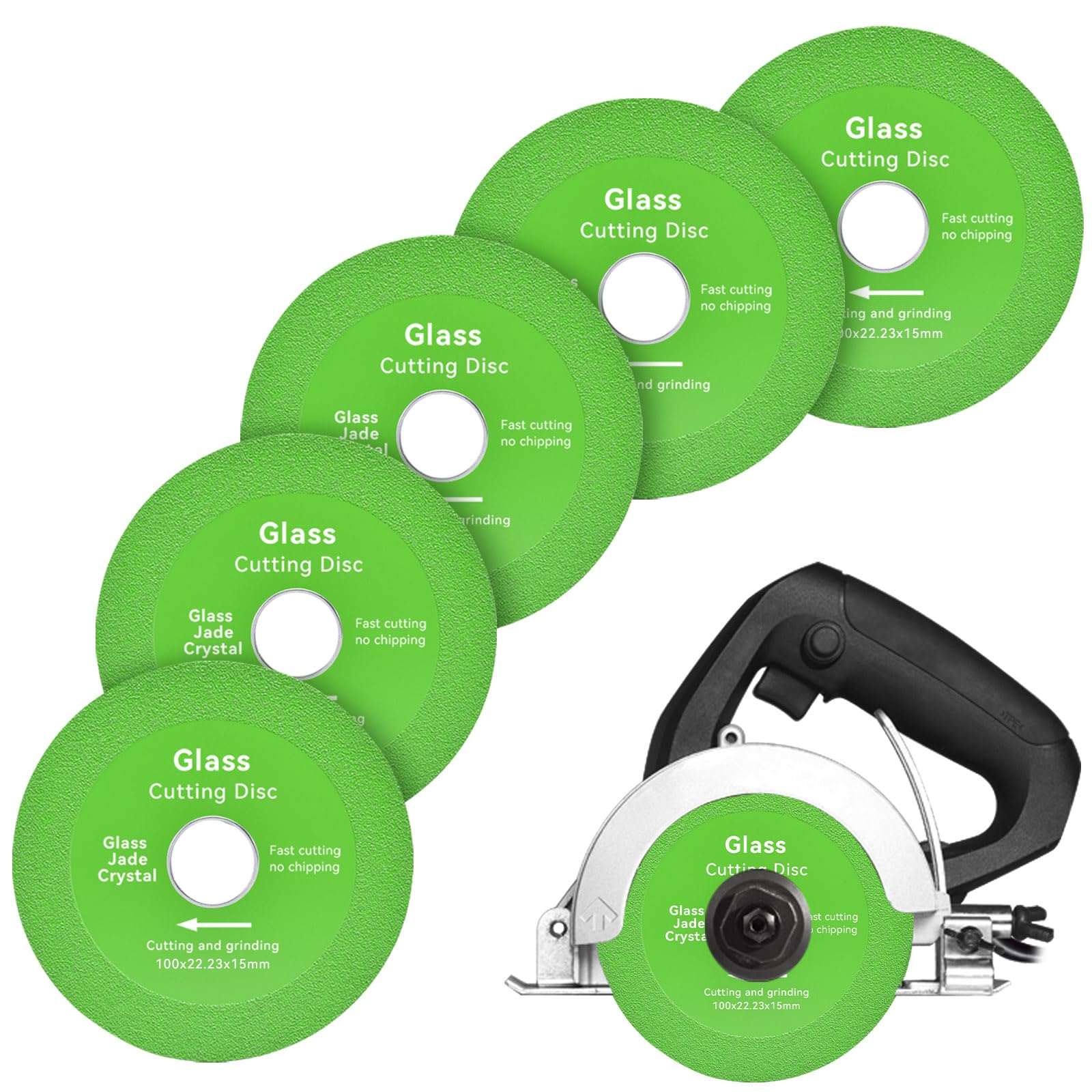 JonPhoe Glass Cutting Disc 4 Inch for Angle Grinder, Ultra-Thin Diamond Saw Blade Wheel for Glass Tile Marble Ceramic Jade (5Pcs 4")