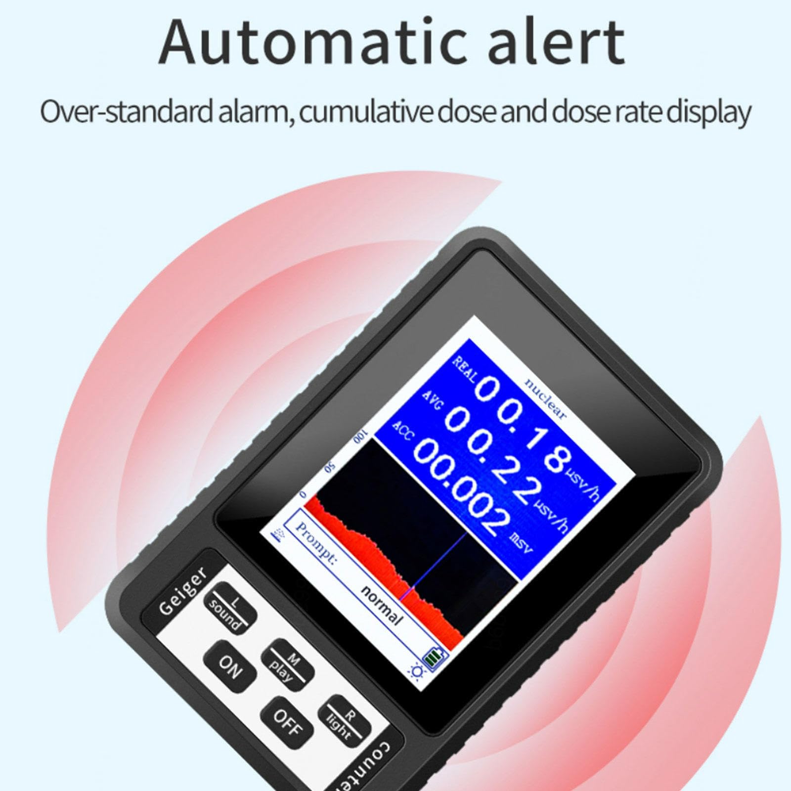 Detector de Radiación Nuclear Contador Geiger | Monitor de Radiación Dosímetro Dispositivo de Alarma de Dosificación | Detector de Radiación Personal Dosímetro Nuclear