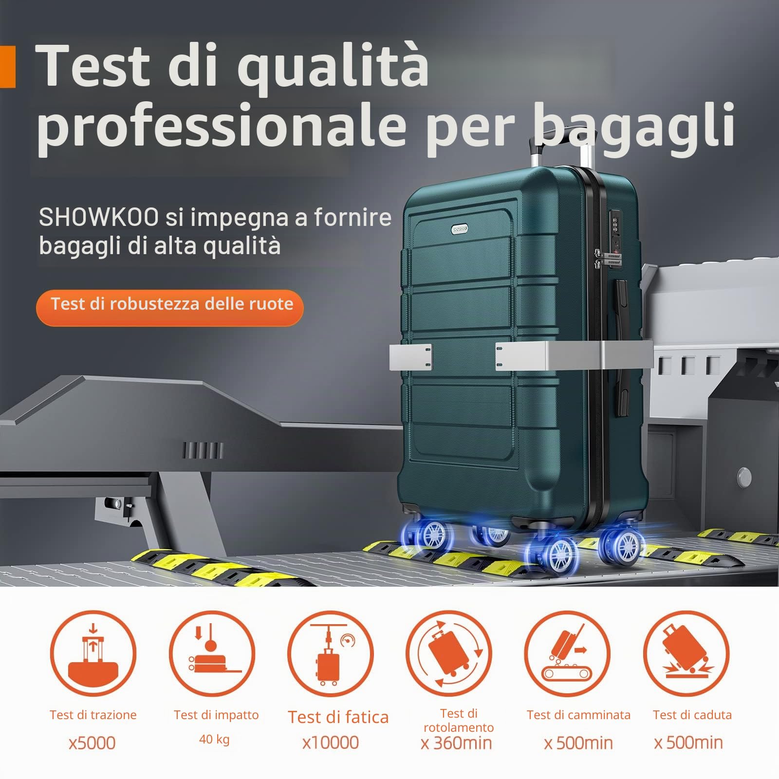 SHOWKOO Valigia Trolley Espandibile Ultra Leggero ABS+PC Durevole Valige Trolley da Viaggio con Chiusura TSA e 4 Ruote Doppie