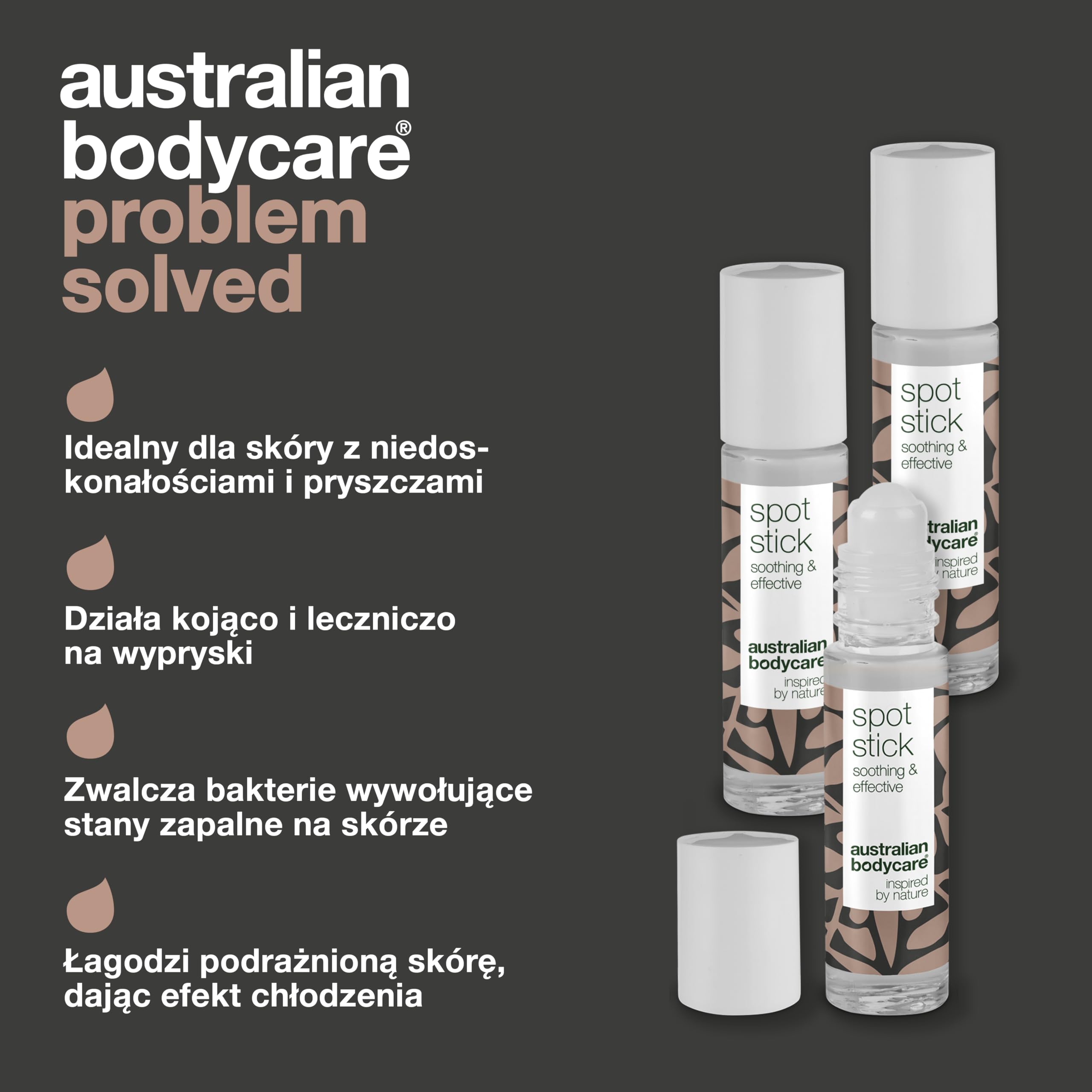 Australian Bodycare Spot Stick 3 x 9ml | Roll-on na niedoskonałości skóry | Działa kojąco i oczyszczająco na pryszcze, zaskórniki i inne wypryski | Z 100% naturalnym Olejkiem z Drzewa Herbacianego