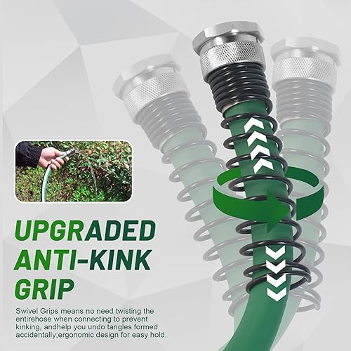 Miniatura 4 de Manguera de jardín resistente de 50 pies, manguera de agua Hybird para exteriores con ajuste sólido, flexible, sin torceduras, ligera para riego de