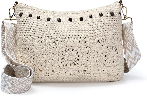Small Boho Crossbody Crochet Knitted Purse for Women