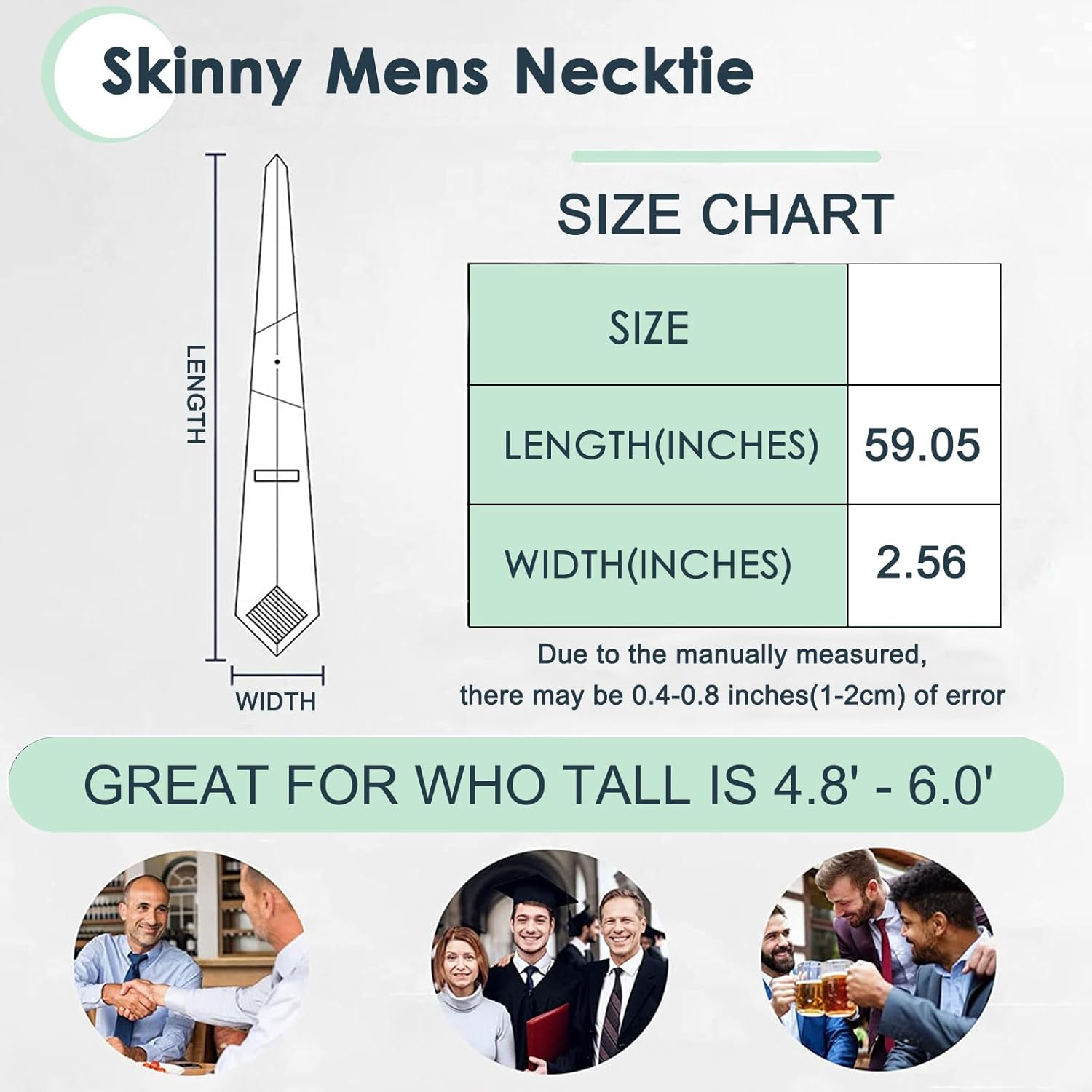 Mantieqingway Skinny Ties for Men,Cotton Linen Neck Tie for Daily Dress,Weddings, Groom, Groomsmen, Missions, Dances - Image 3