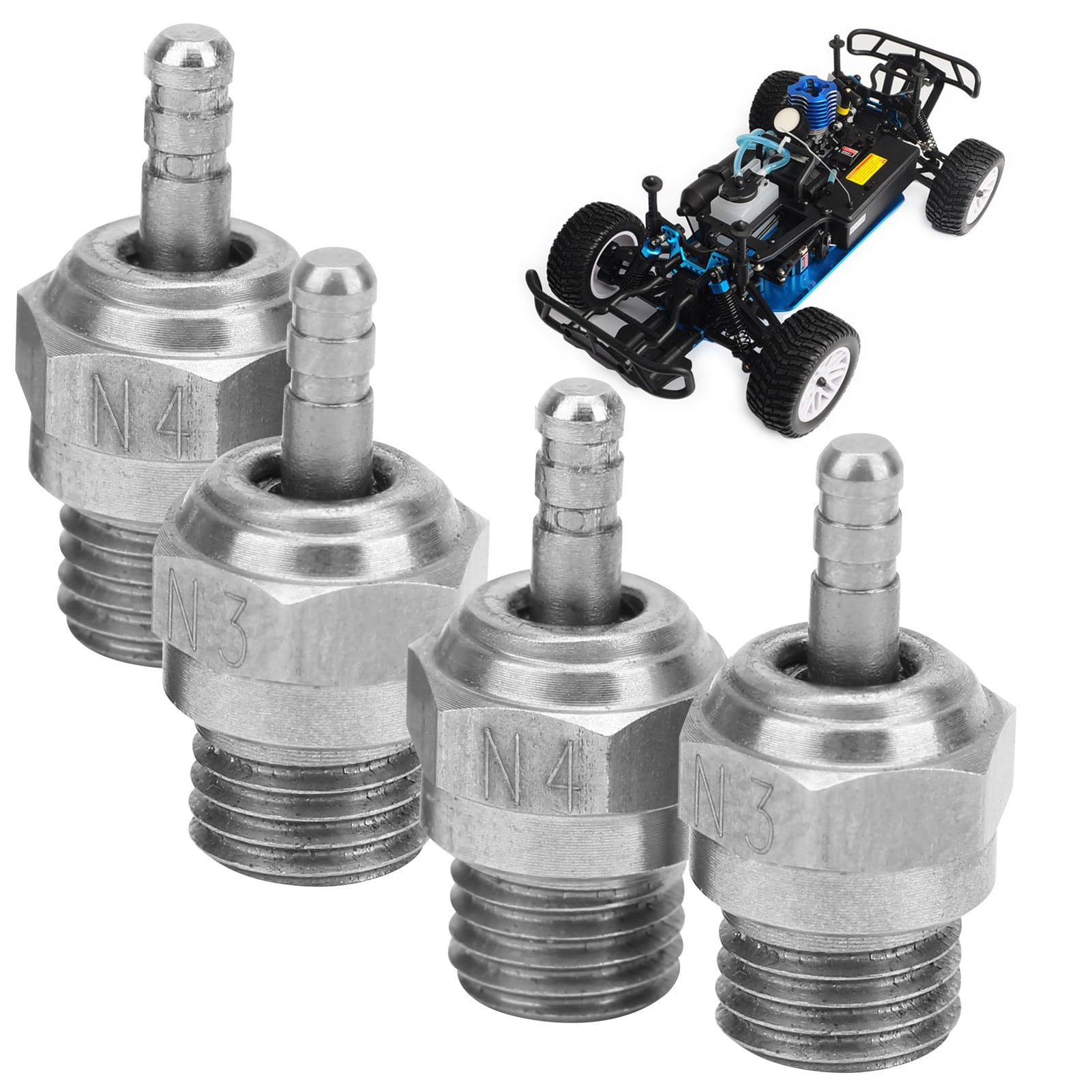 Bujía incandescente RC N3 N4 para motores de metanol, una pieza de motor nitro RC dedicada y reemplazo de bujía incandescente de coche RC para selecciones seleccionadas