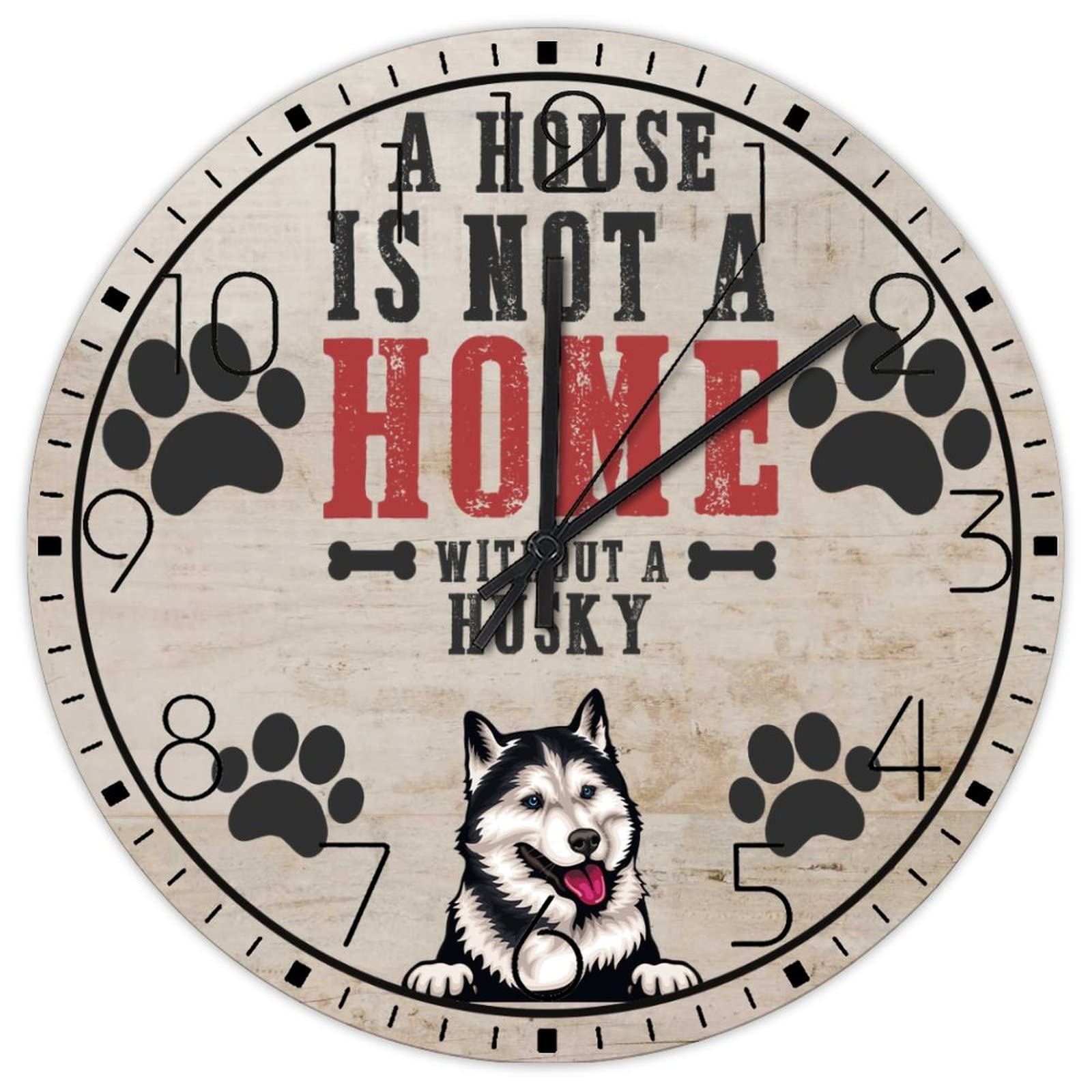Horloge murale silencieuse sans tic-tac pour éliminer le bruit - Style ferme et chien