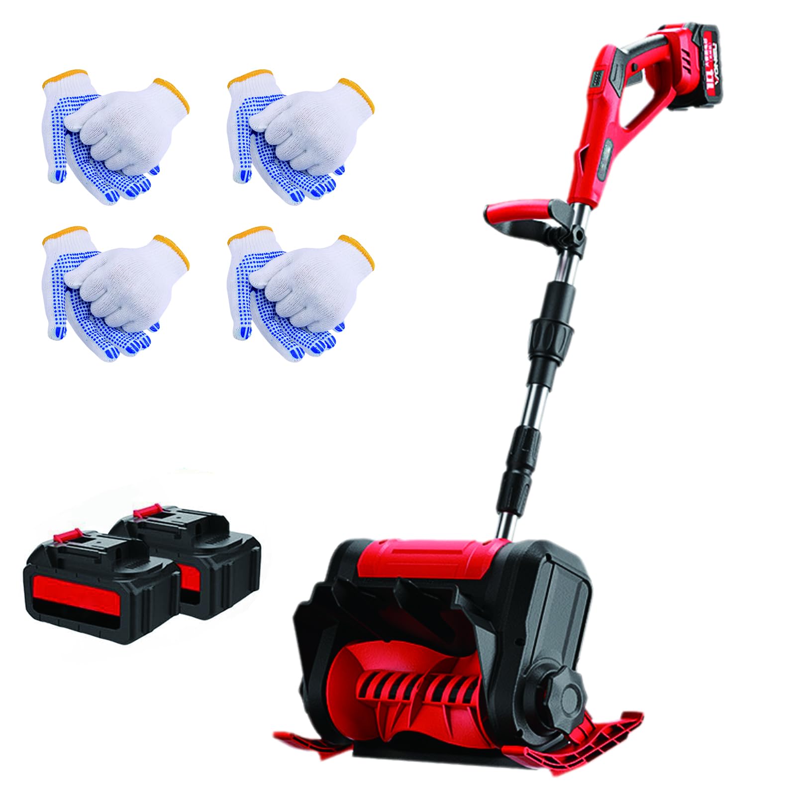 Pelle à neige électrique sans fil 1000W avec 2 batteries de 3000mAh largeur 30 cm rouge