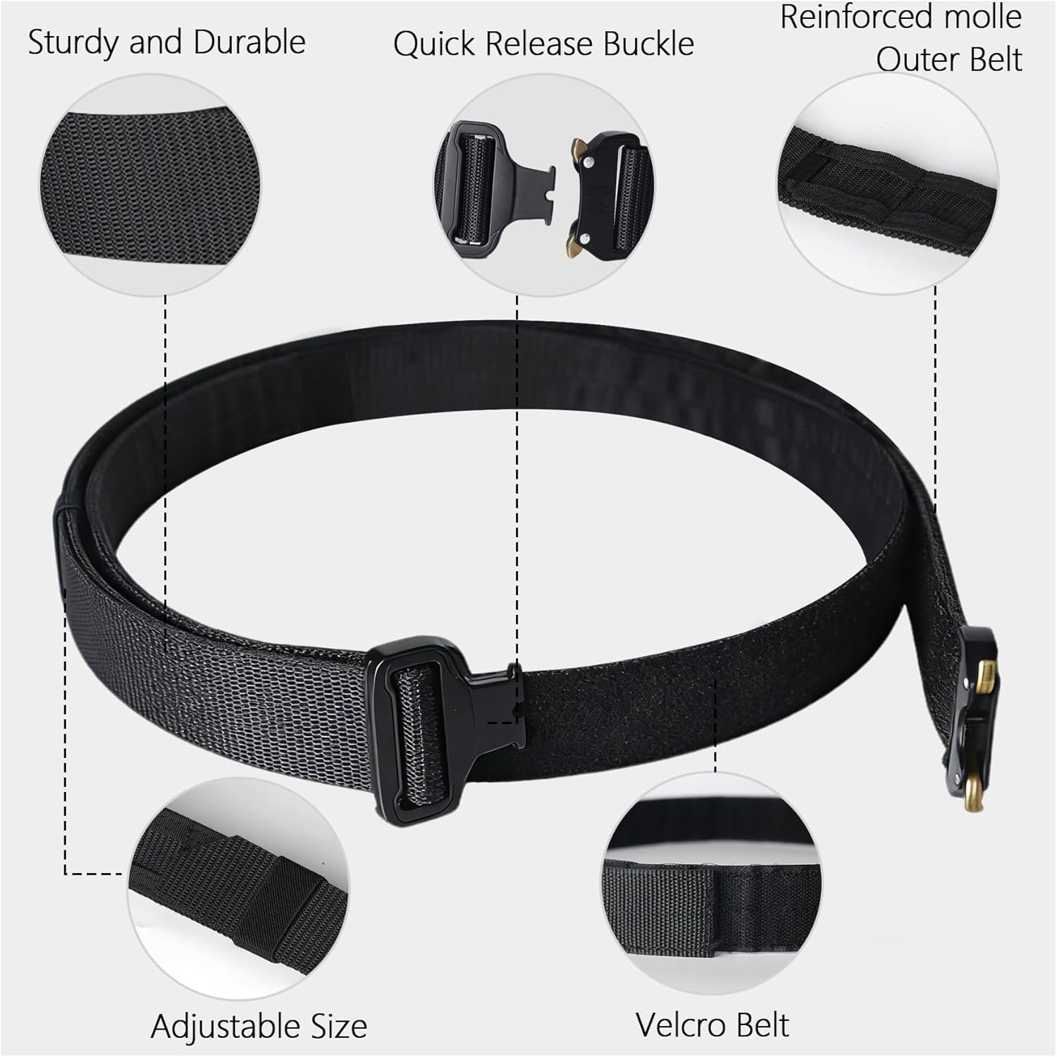 Tactical Belts - 1.75 Inch Tactical MOLLE Duty Belt with Quick-Release Buckle - Law Enforcement Belts - Image 4