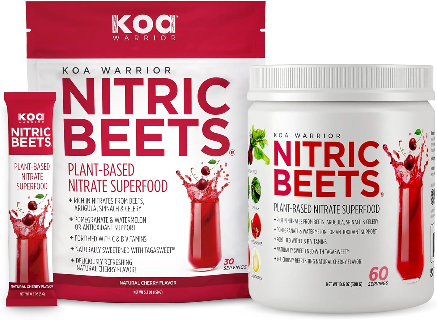 Beet Root Powder Drink Packets with Spinach, Arugula, Celery, Watermelon Juice, Pomegranate Juice, Vitamin C, Vitamin B Complex - Nitric Oxide Supplements for Men and Women, 60 Servings (Powder Stick)