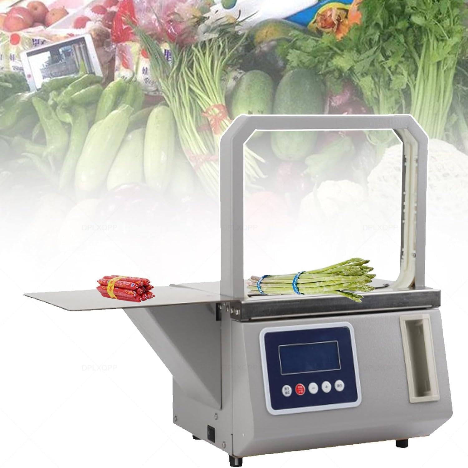 XUXIAO Vegetable strapping machine, adjustable tension, Auto Heat-Seal OPP Strapping Machine, for Printed Materials Supermarket Industry, farm packaging 8.6 * 6.6in