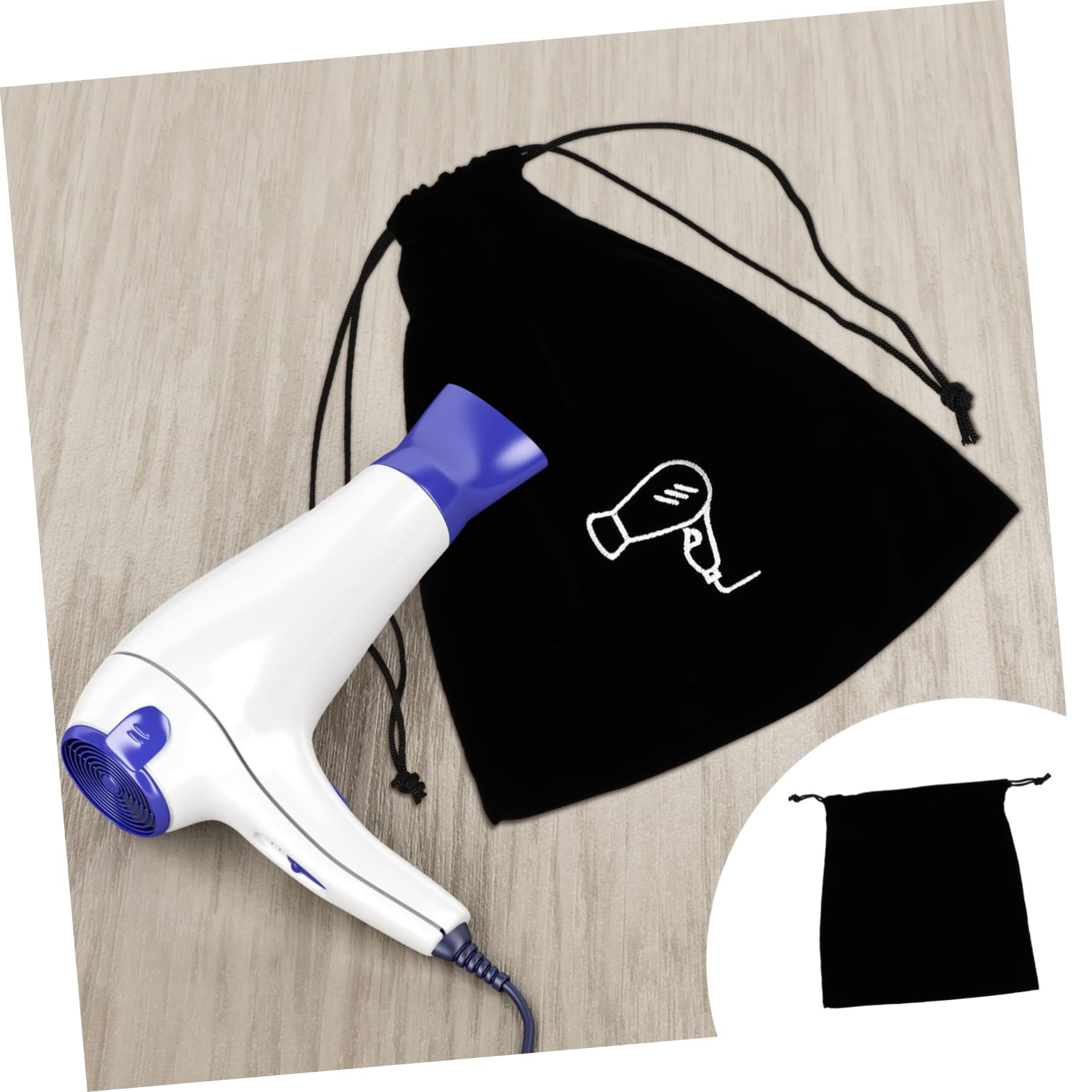 DOITOOL 15piezas Bolsa De Almacenamiento De Drawstring Para Secador De Pelo y Joyas De Flanel Para y Organizador Multiusos Negro