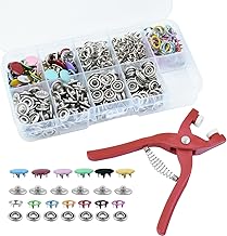 100 Set Snap Button Fastener Kit, Metal Snaps Buttons with Fastener Pliers Press Tool Kit Five Claw Buckle Tool Set Press Studs Snap Fasteners No Sewing Poppers Fasteners for Sewing Diy Crafts Clothes