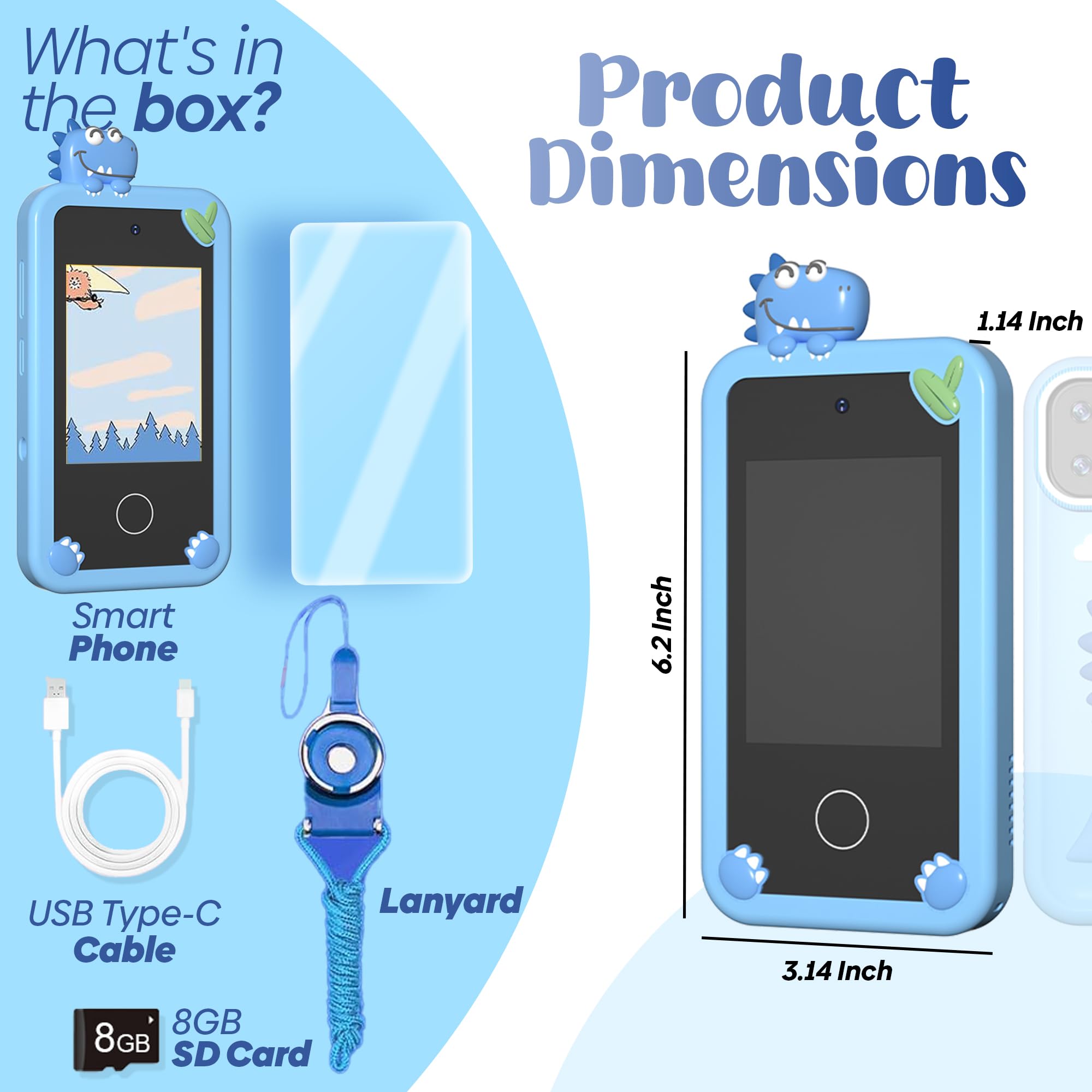 SELYBRIA Kids Smart Phone Toy for Boys & Girls (Ages 3-9) – 2.8