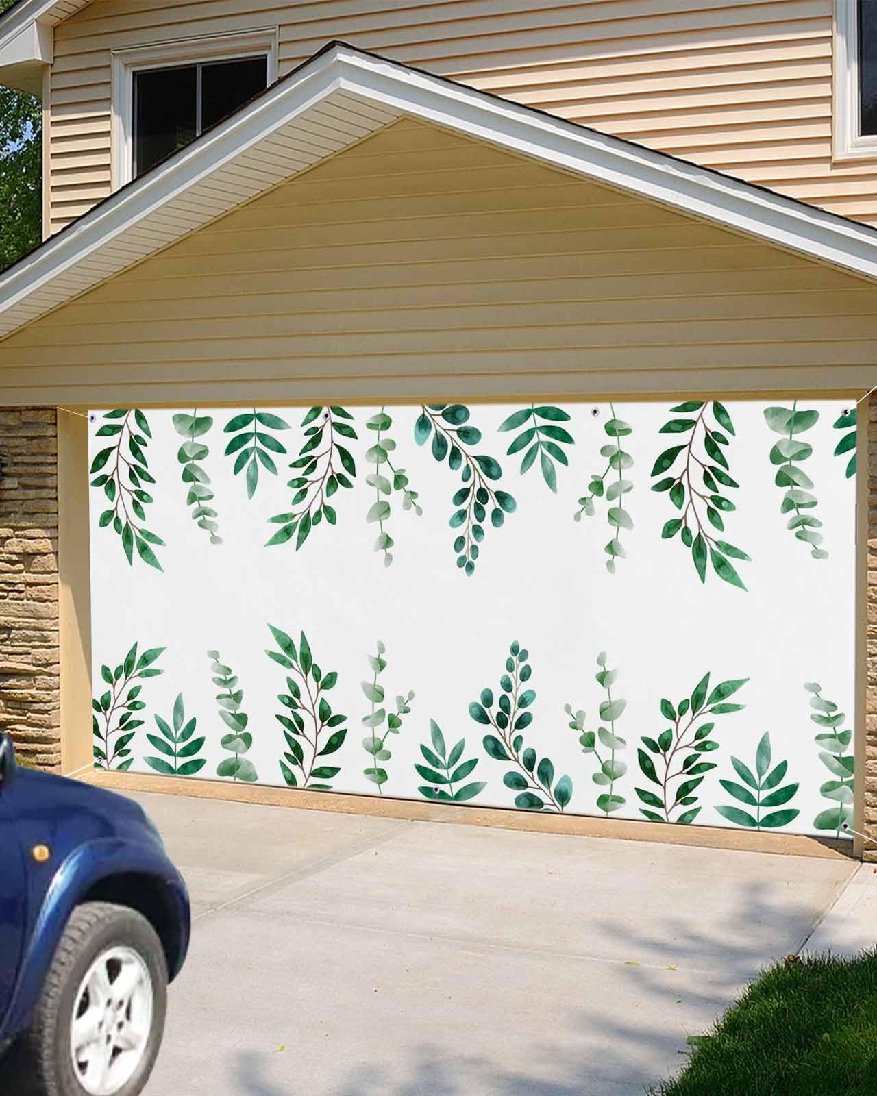 7x16ft Green Leaves Wall Banner – Garage Door Decoration, Spring Natural Scenery Backdrop For Parties, Bridal Showers, Birthdays