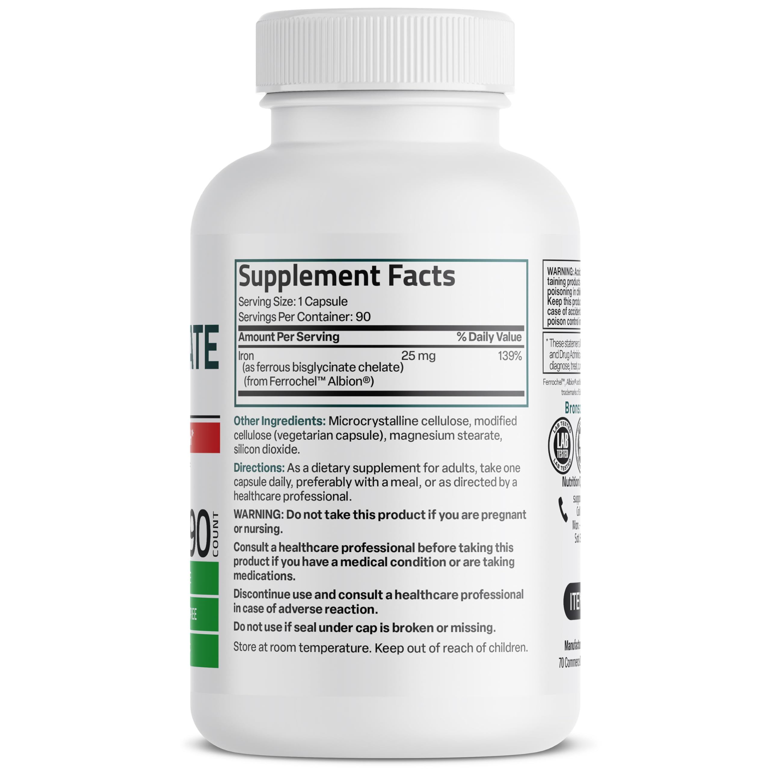 Bronson Iron Bisglycinate 25 mg, 90 Vegetarian Capsules — Amazon image 2