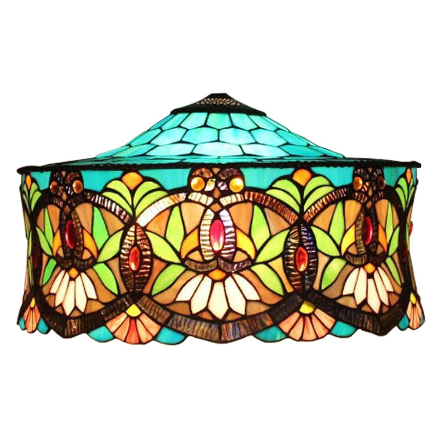 ステンドグラスのランプシェード Amazon.co.jp: 16インチのステンドグラスランプシェード交換のみ