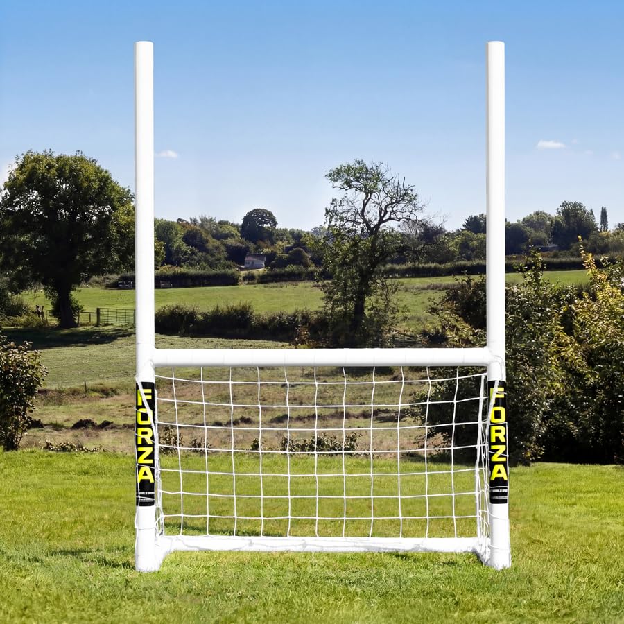 FORZA 3v3 Mini but de football et rugby – But de jardin multi-sports avec cadre en uPVC, filet résistant aux intempéries