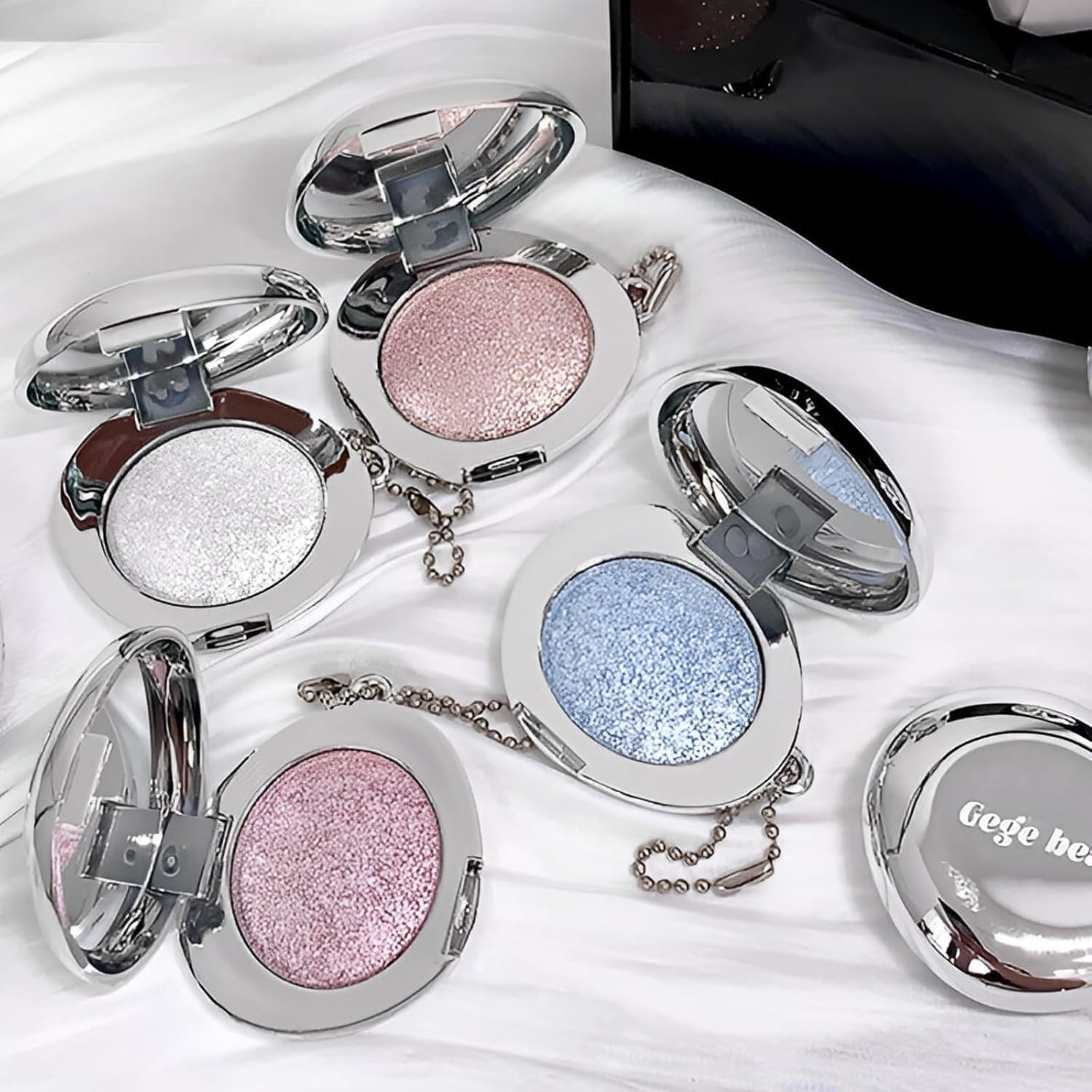 Gege Bear Star Diamond Flowing High Light Brightness | Soft Pastel Shimmer Finish | Multi-Use Cream Highlighter for Cheeks Eyes | Cute Highlighters with Portable Chain | Kawaii Shades White, Gold Rose, Blue | Makeup Base Highlighting | Highlighter and Blush Layering Compatible | Best For Girls women (04# Glacier Blue, 2g)-image-34