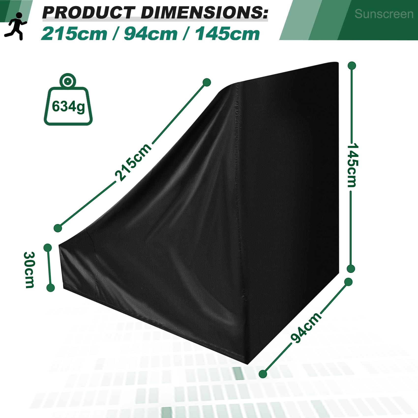 Housse de protection pour bande de course non pliable - Convient pour l'intérieur ou l'extérieur (noir)