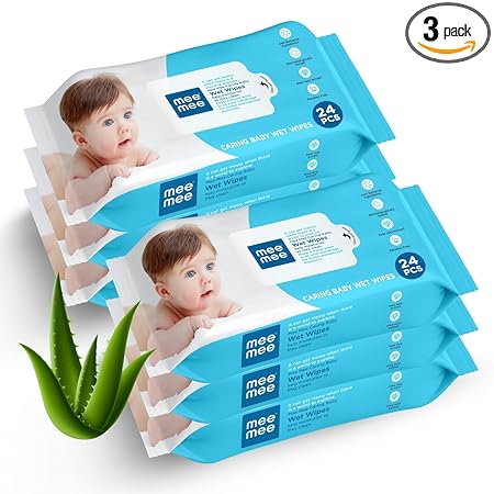 Mee Mee Soft Gentle Baby Wet Wipes (24 Wipes) Pack of 6 | Infused with Aloe Vera and Vitamin E | Paraben & Sulfate Free | Cleansing Wipes | Wipes Combo for Babies