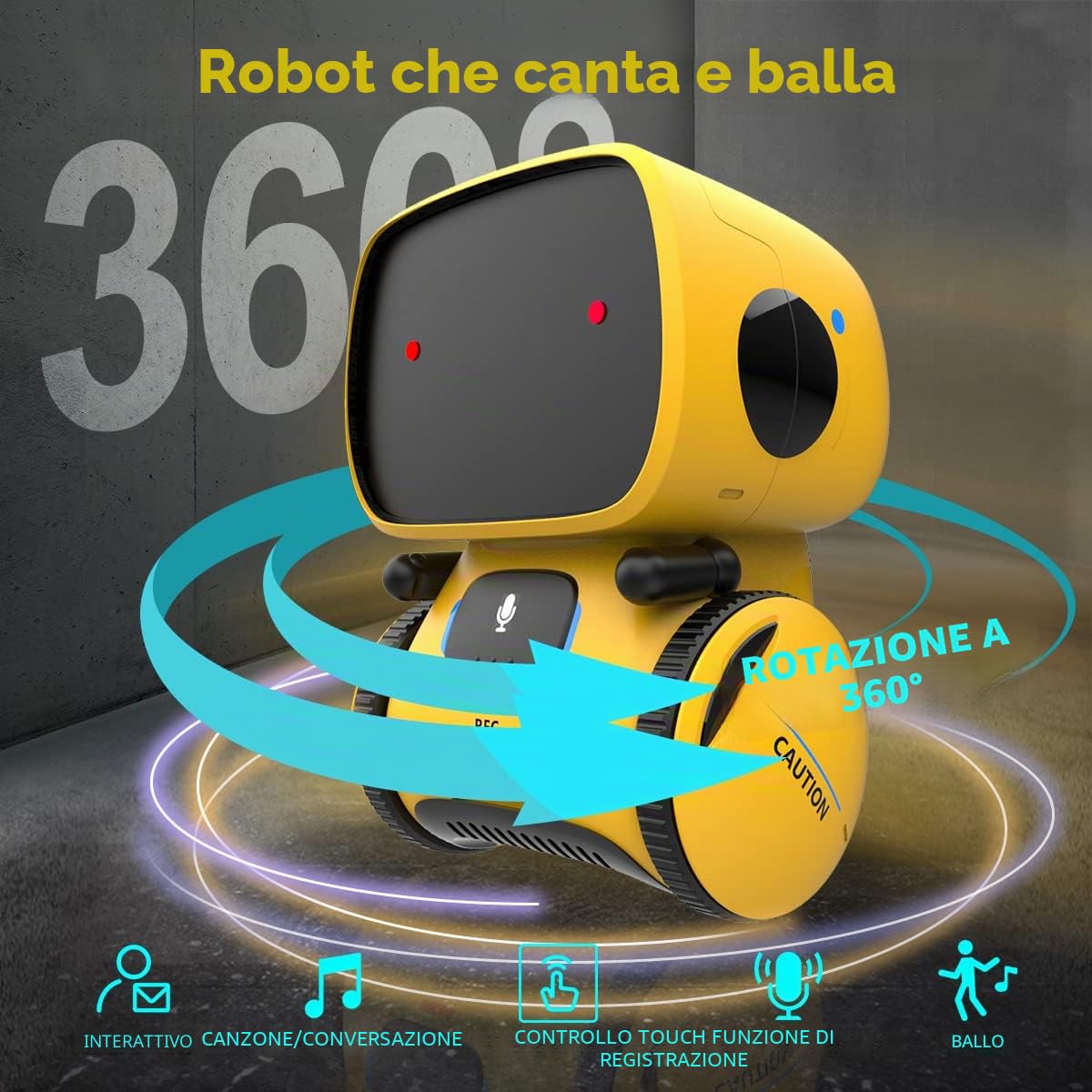 REMOKING Robot intelligente giocattolo per bambini, robot interattivo, giocattolo educativo, regalo per ragazzi e ragazze (giallo)