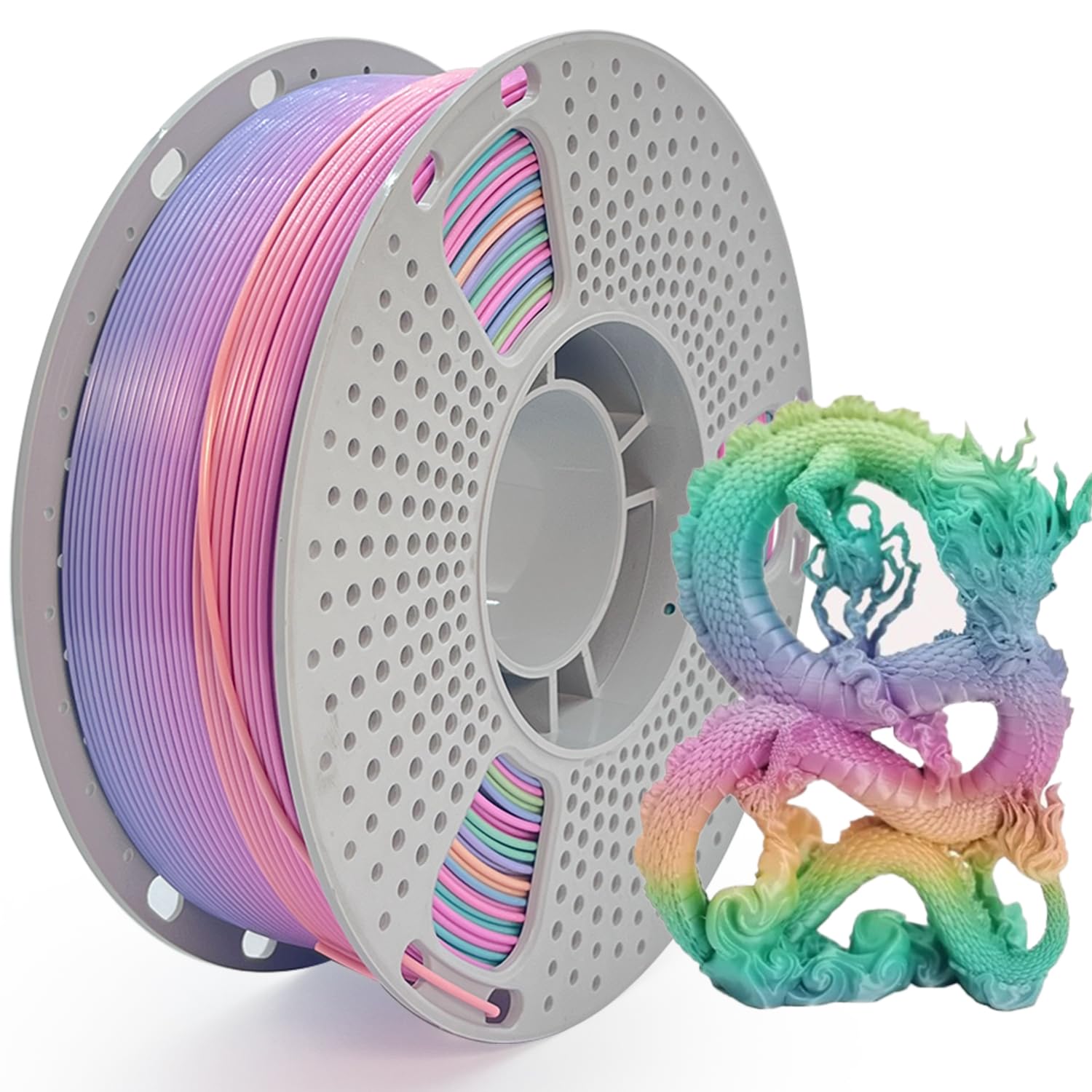 Rainbow Gradient 3D PLA Filament, 1.75mm – Pastel Macaron Colors, Multi-Color Transition, 1KG Spool, Perfect for Creative 3D Printing-image-6