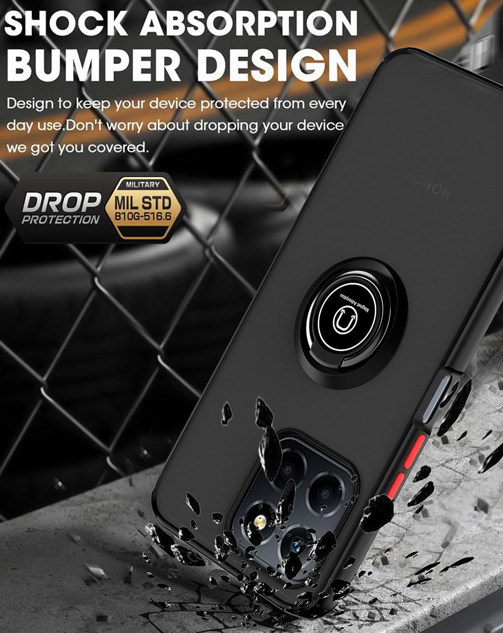Coque Honor X8a 4G avec 2 Protections écran Rotatif 360° compat. support magnétique voiture