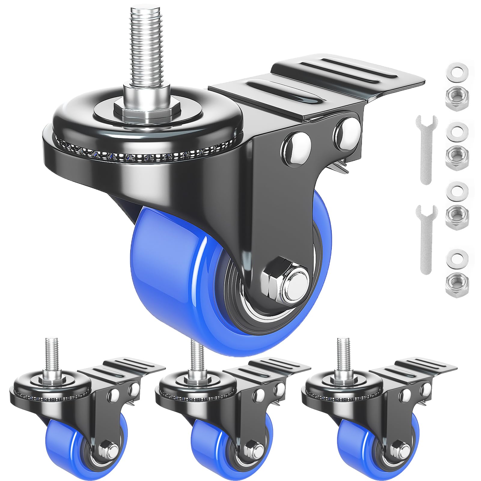 Stem Caster Wheels 2 inch Heavy Duty, Swivel Threaded Stem Mount Casters Set of 4 with American Size UNC 1/2"-13 x 1