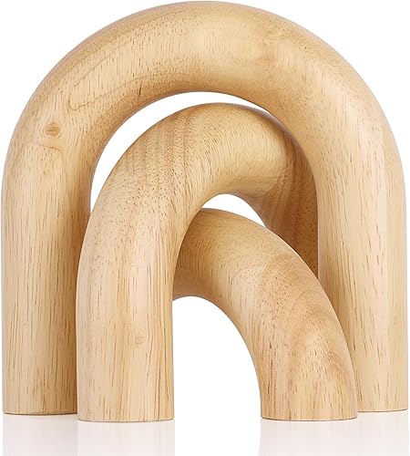 XMGZQ Arco de madera para artículos de decoración de mesa de café, estatua de madera y escultura, juego de 3, decoración japonesa neutra del hogar,
