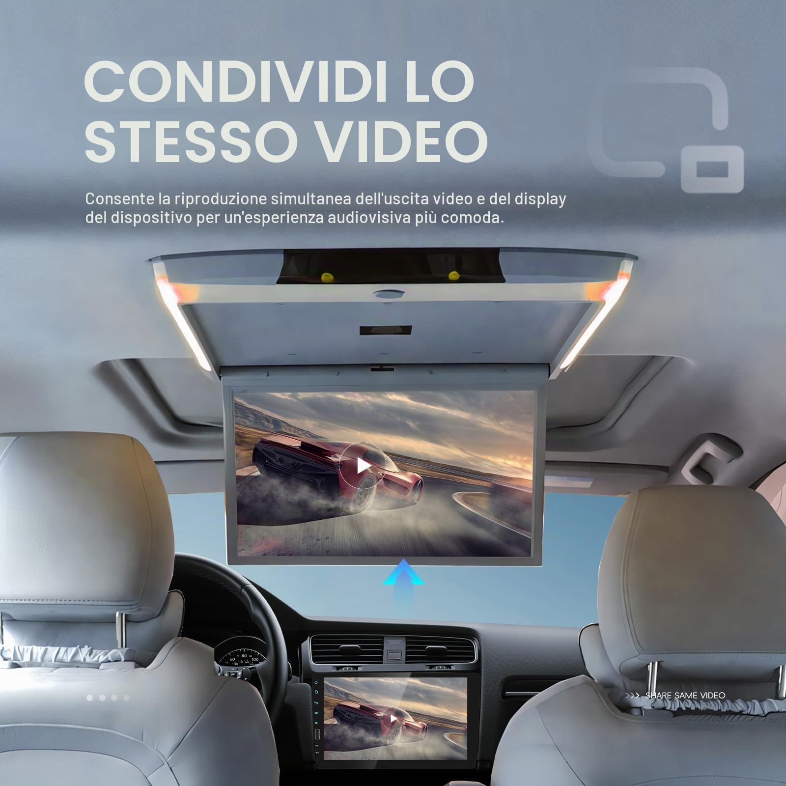 1 DIN Autoradio Bluetooth Touch Screen 9 Pollici | Stereo Auto Schermo Double Din Radio Supporto FM, USB, EQ, Specchiamanto Telefono, con Telecamera Posteriore