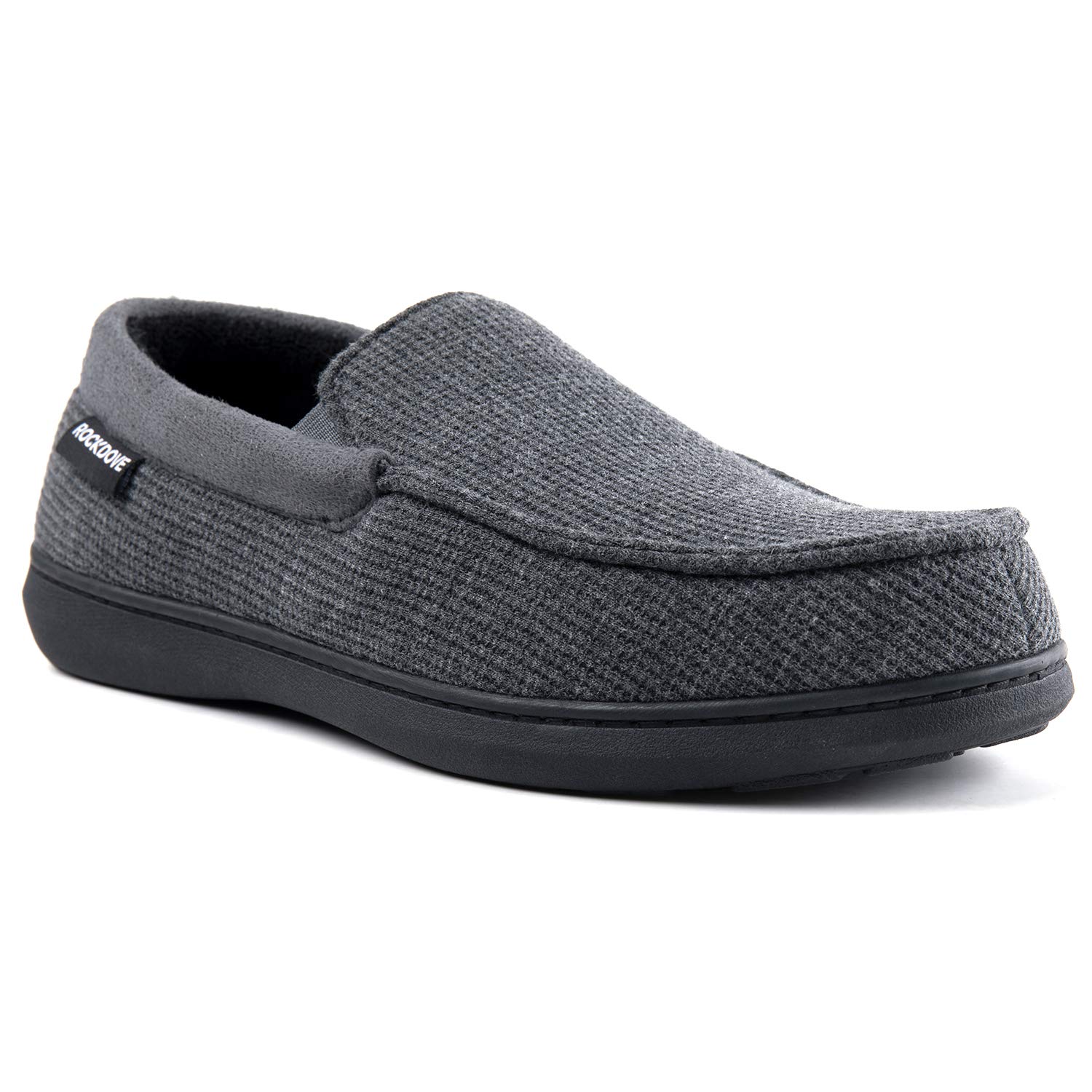 Men's Waffle Knit Memory Foam Moc Slipper with Removable Insole