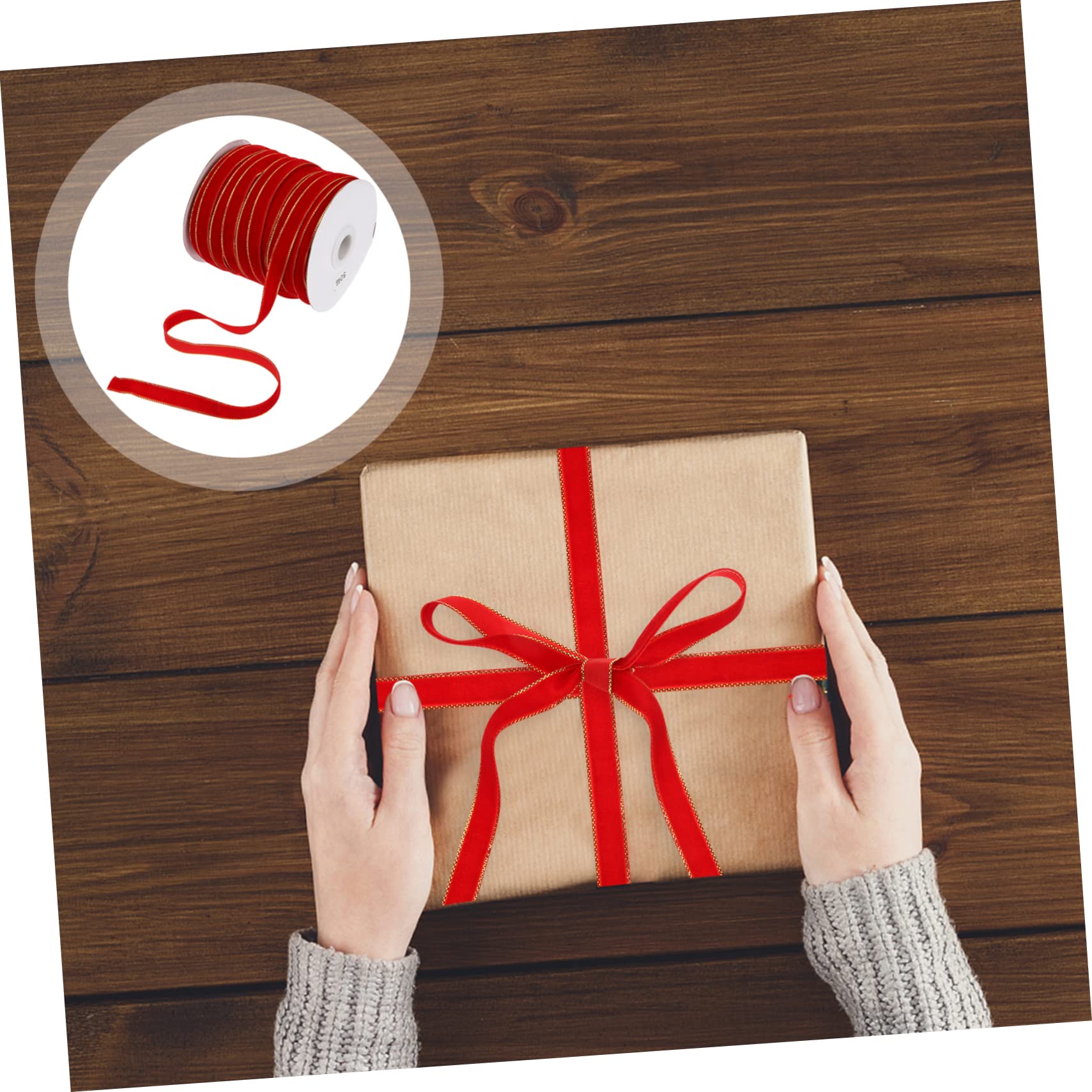 VILLCASE 4 Rollen Samtgürtel seidenband ribbon weihnachtsgeschenke für stoffbänder tannenbaum fertig geschmückt Geschenkband weihnachtsbanddekoration Weihnachtsbogenband rotes Velourband