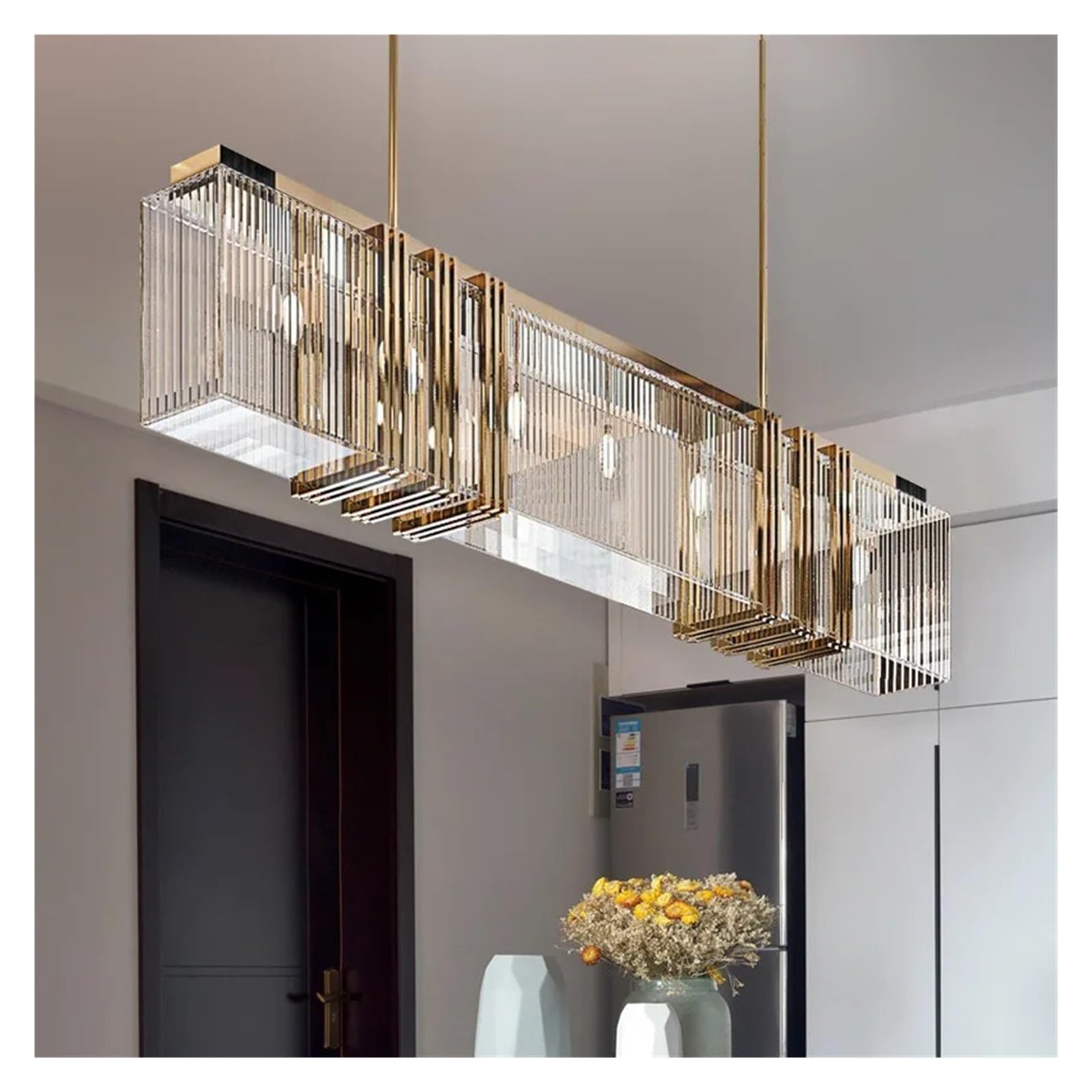 Genérico Luces colgantes Led de acero modernas americanas, lámpara colgante recta con brillo dorado for comedor, accesorios de iluminación for interiores Deco