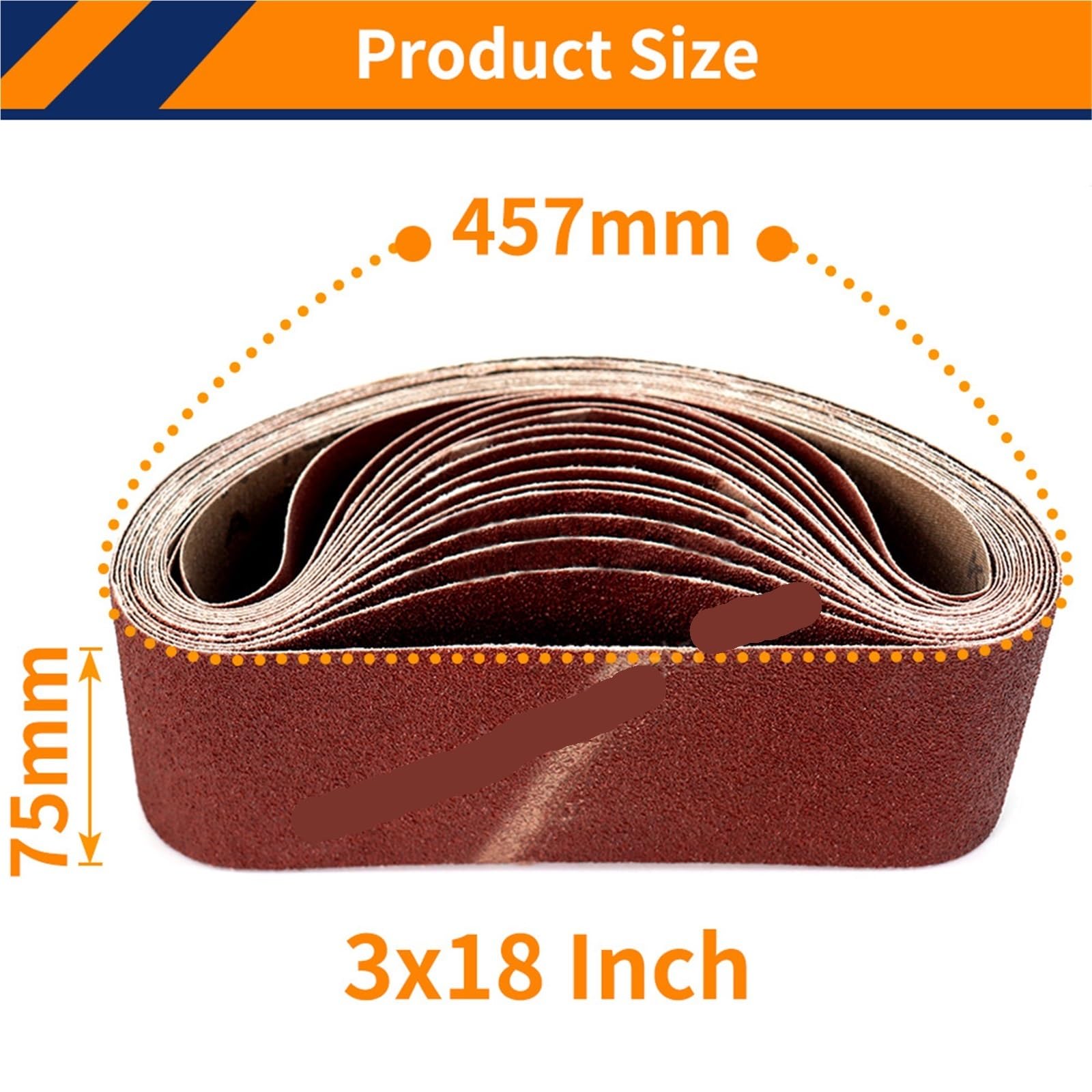 Pasy szlifierskie, Taśmy szlifierskie 10 szt. 457 x 75 mm 40-1000 Ziarnistość Do drewna i metalu(P40)
