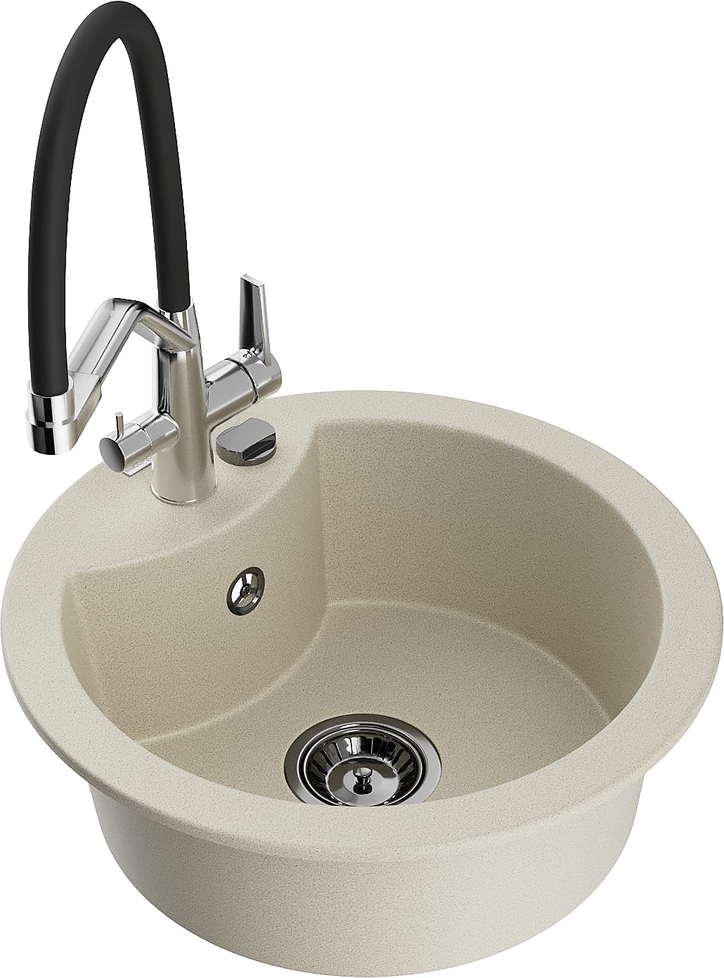 Mexen Diego Granitspüle 1-beckig mit Küchenarmatur Duo, beige