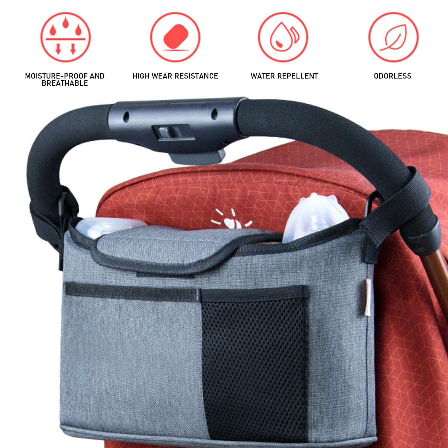 Borsa Organizer Per Passeggino Con 2 Ganci E Portabicchieri: Il Must-have Per Uscite Senza Pensieri Con Il Tuo Bambino!