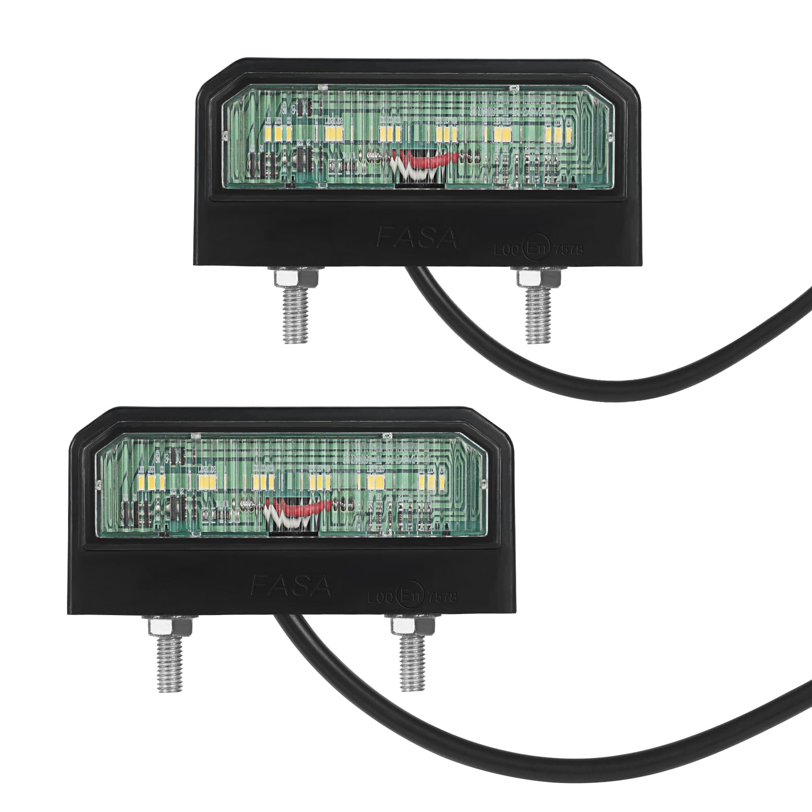2 x LED License Number Plate Lights Rear License Plate Lamps 12~24V Waterproof Perfect for Car Trailer Truck Lorry or Boat
