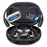 Open Ear Bluetooth 5.4 Earbuds, Wireless Headphones Sport Over Earphones Built-in Mic with Ear Hooks, 50H Playtime Ear Buds Fast Charging, IPX7 Waterproof for Running/Workout, Black