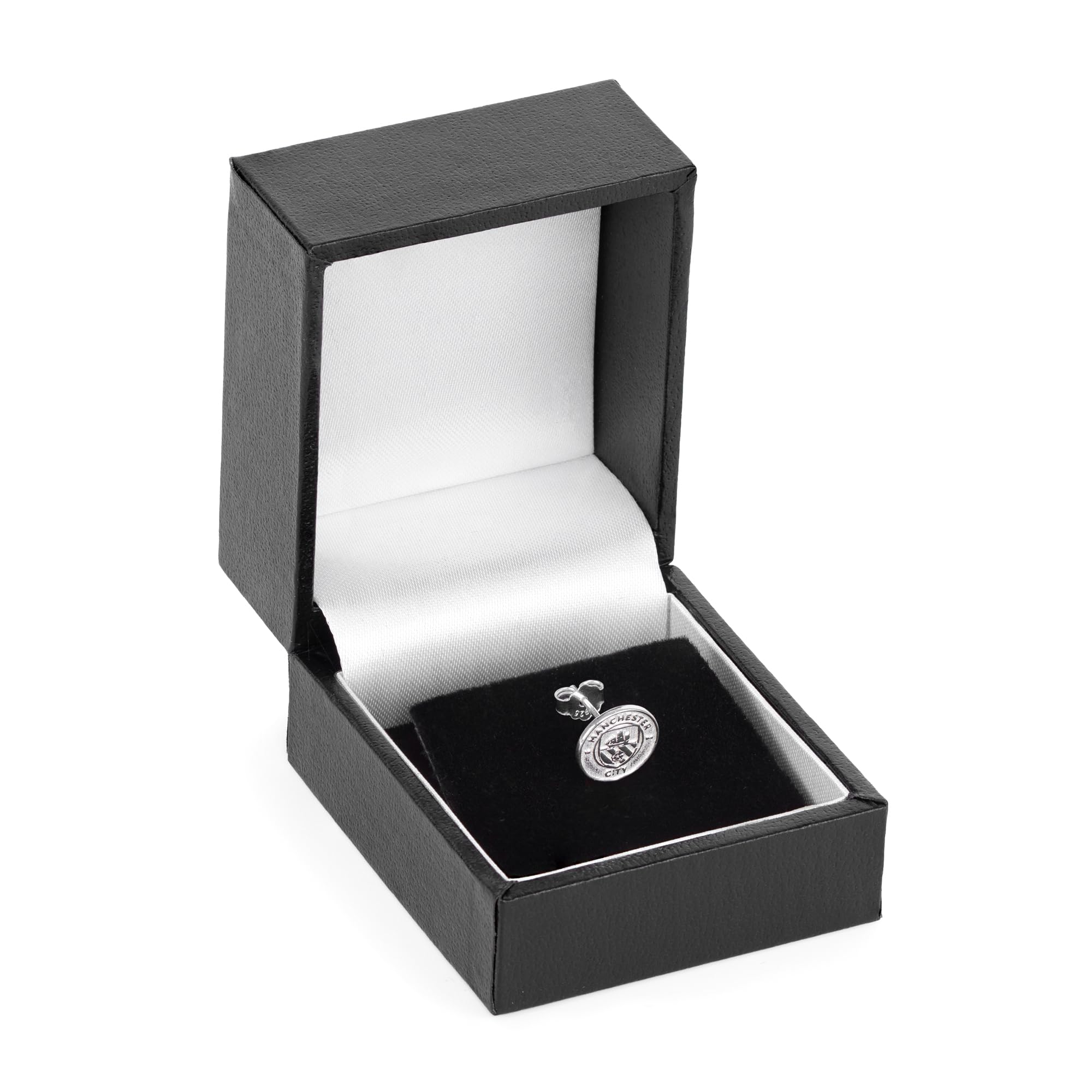 Official Man City Sterling Silver Crest Stud Earring - Single 925 Hallmarked Licensed Gift